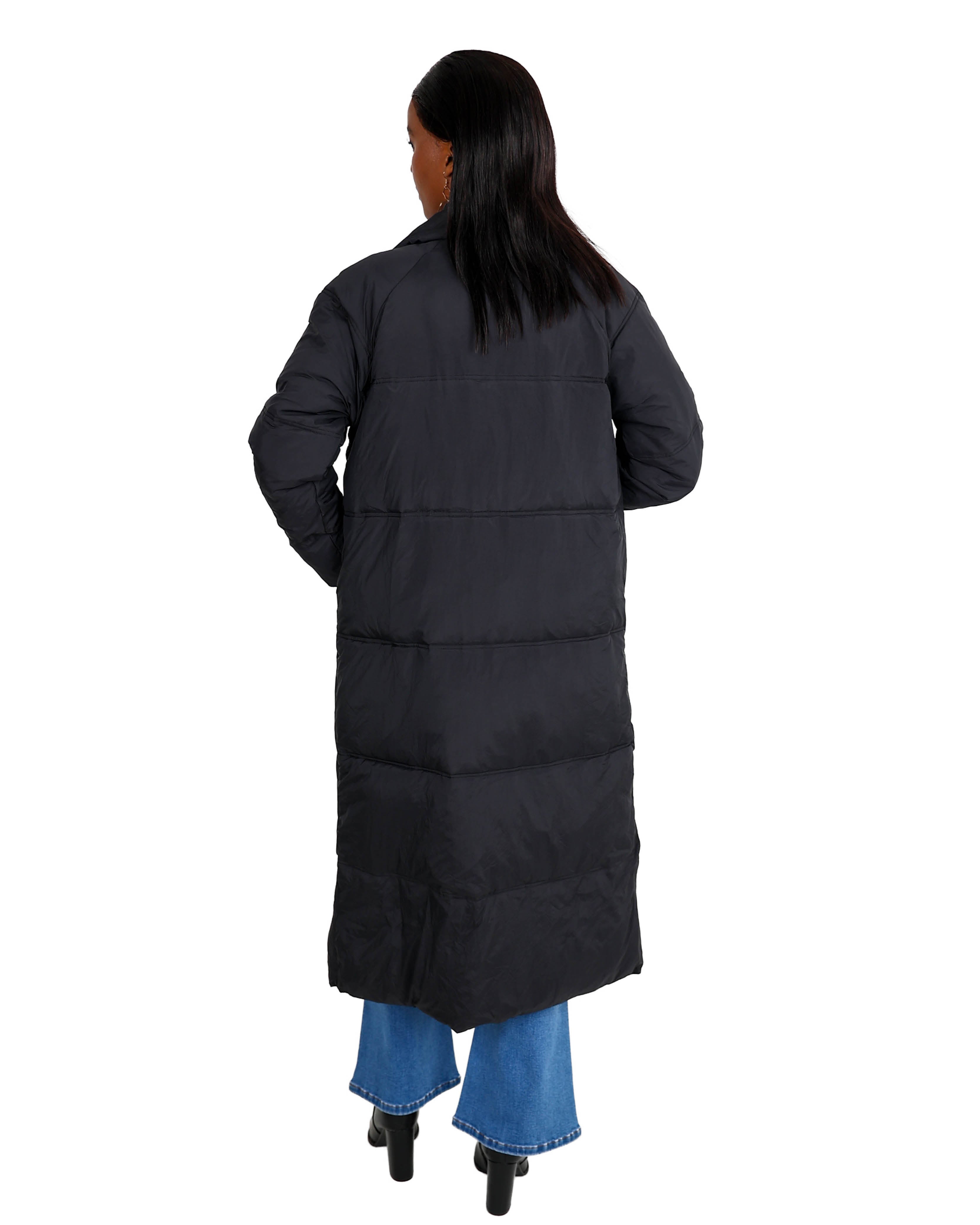 Cruise Black Puffer Longer Length Hooded Jacket