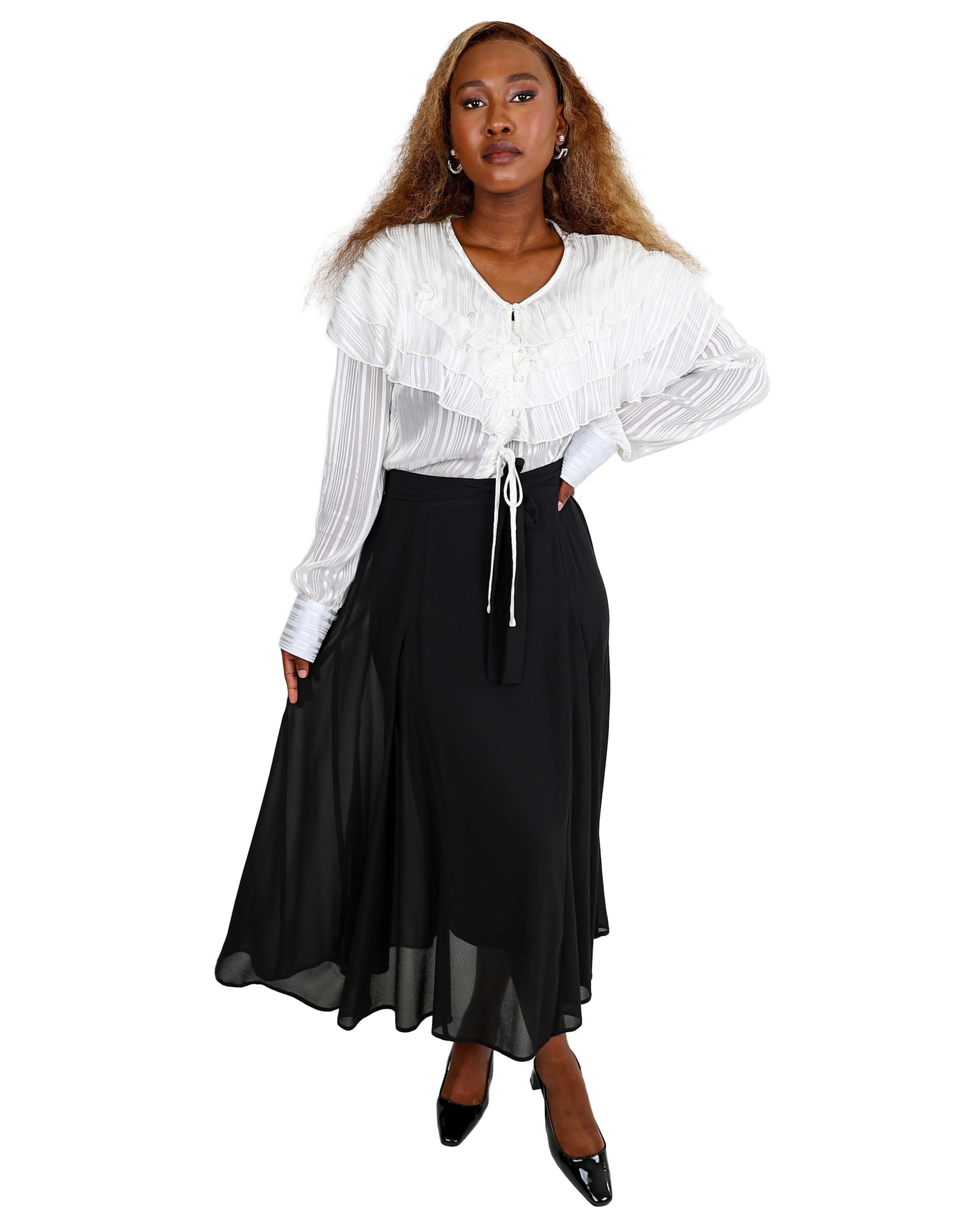 Maxi Flared Lined Black Skirt