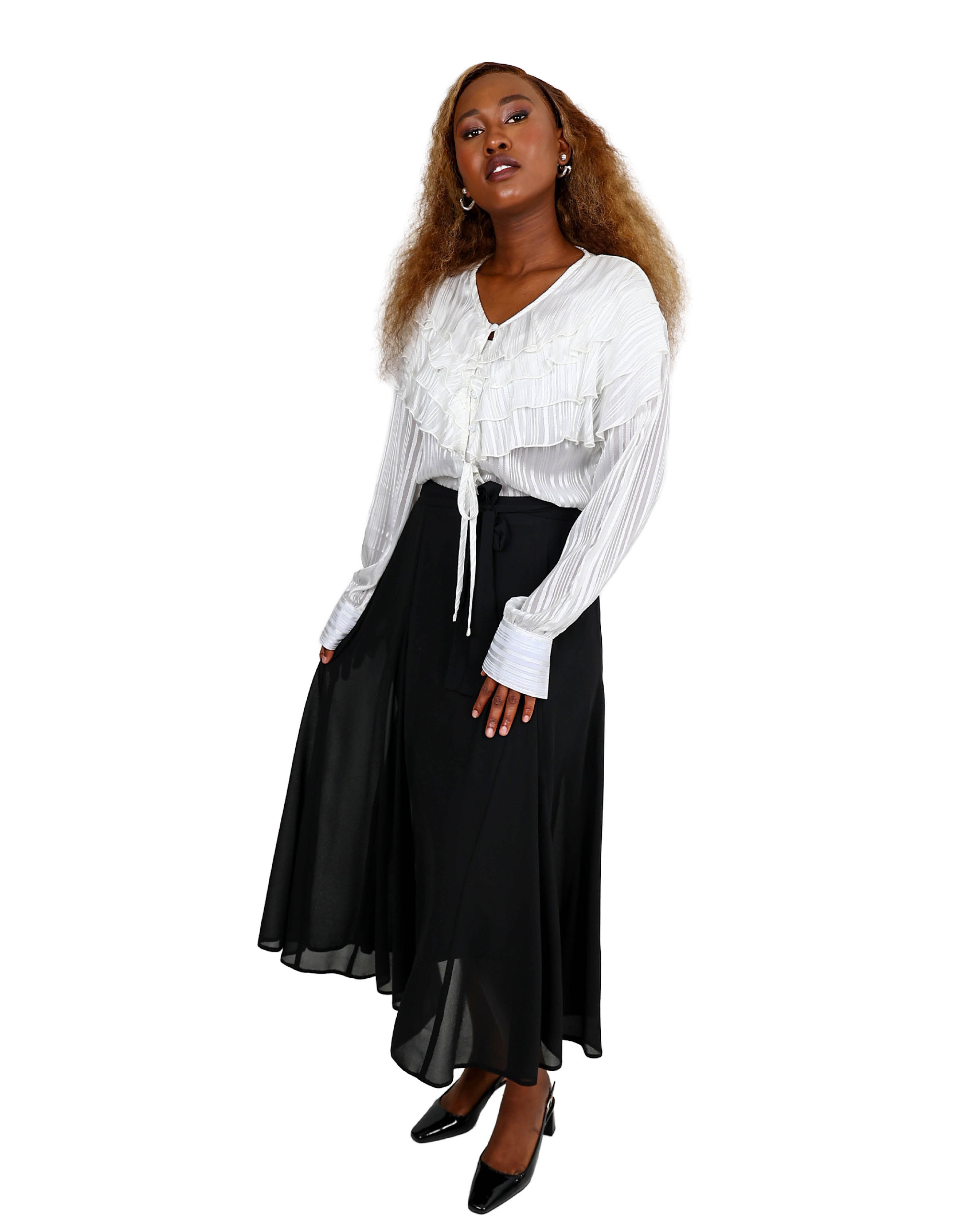 Maxi Flared Lined Black Skirt
