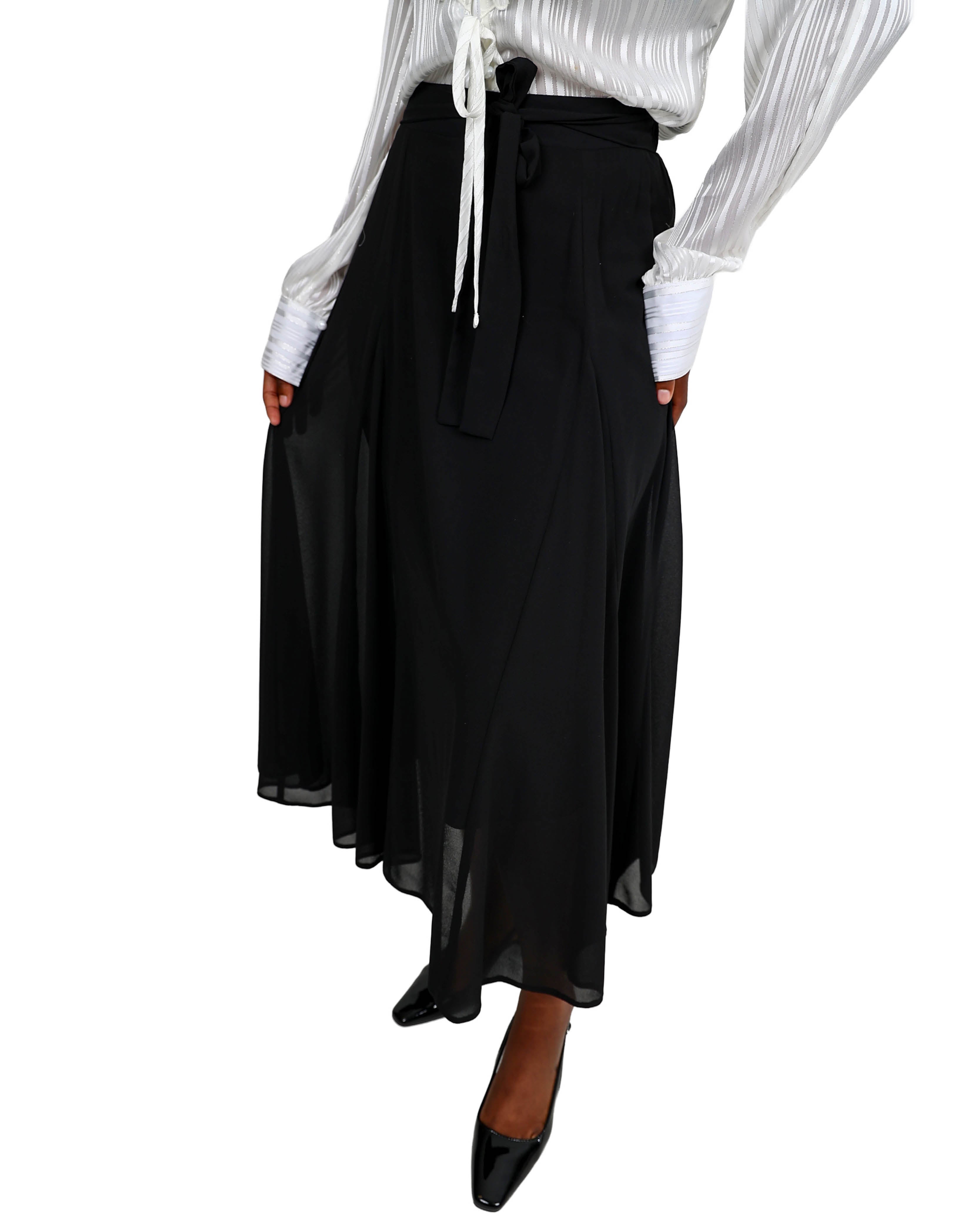 Maxi Flared Lined Black Skirt