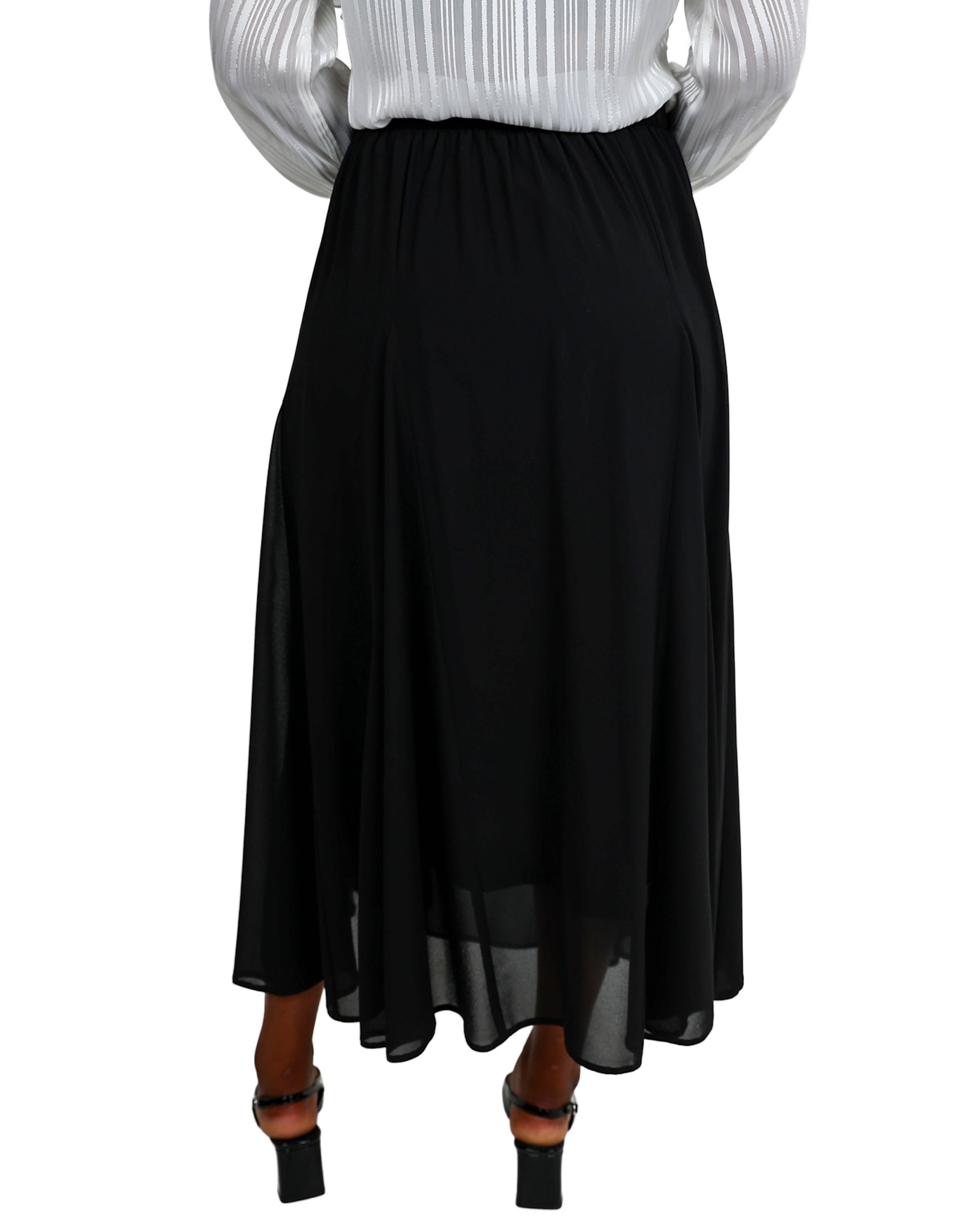 Maxi Flared Lined Black Skirt