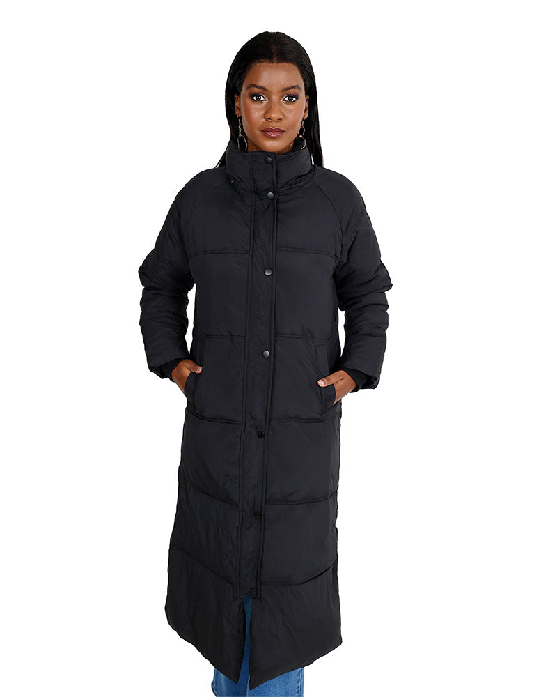 Cruise Black Puffer Longer Length Hooded Jacket