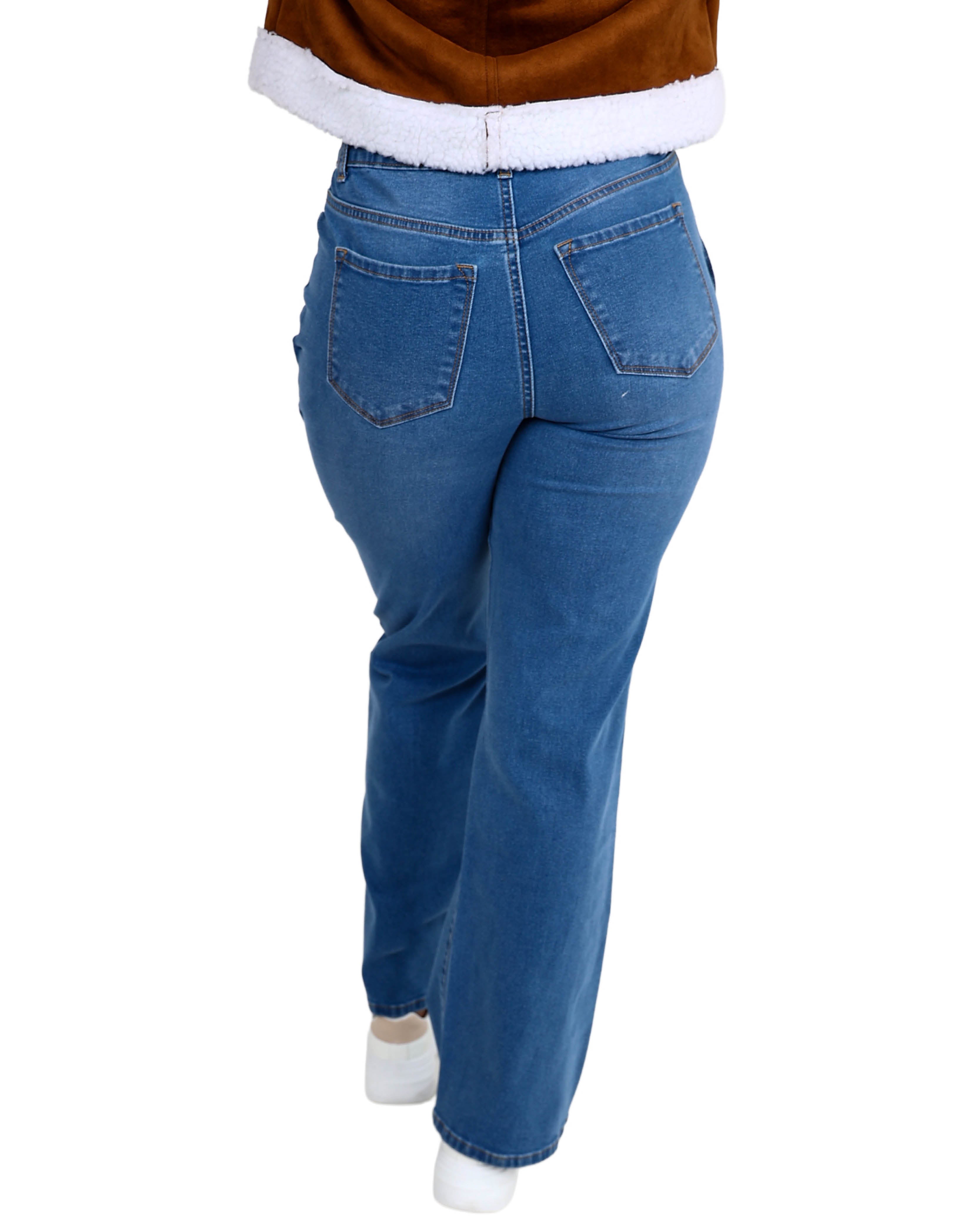 Medium Indigo Flared Embroidered Jeans