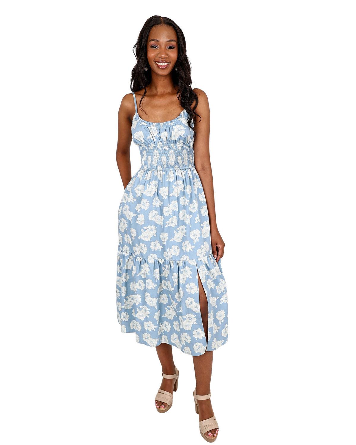Strappy Floral Print Midi Dress