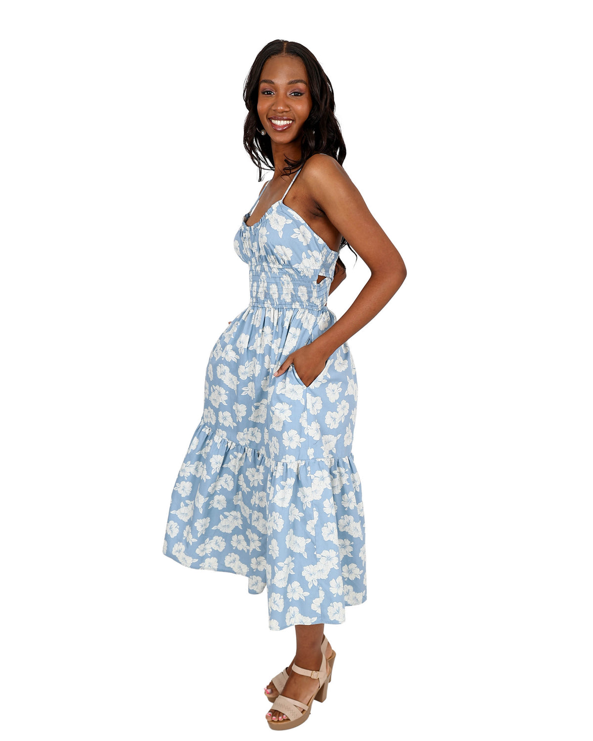 Strappy Floral Print Midi Dress