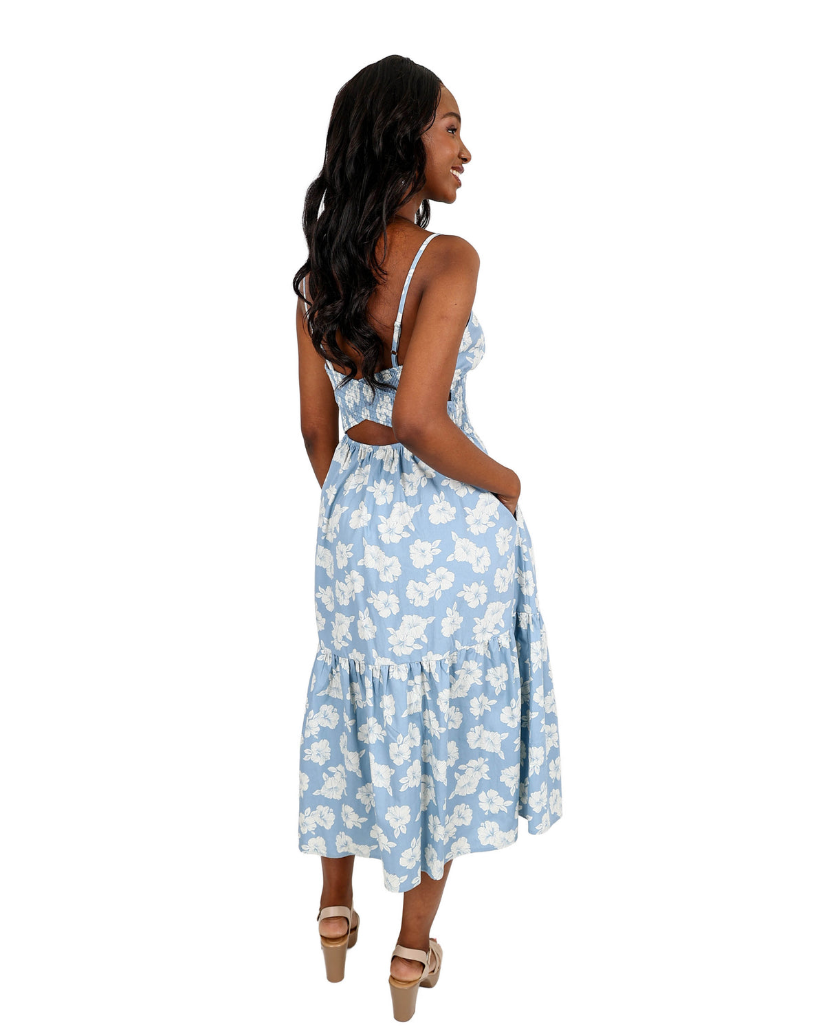 Strappy Floral Print Midi Dress