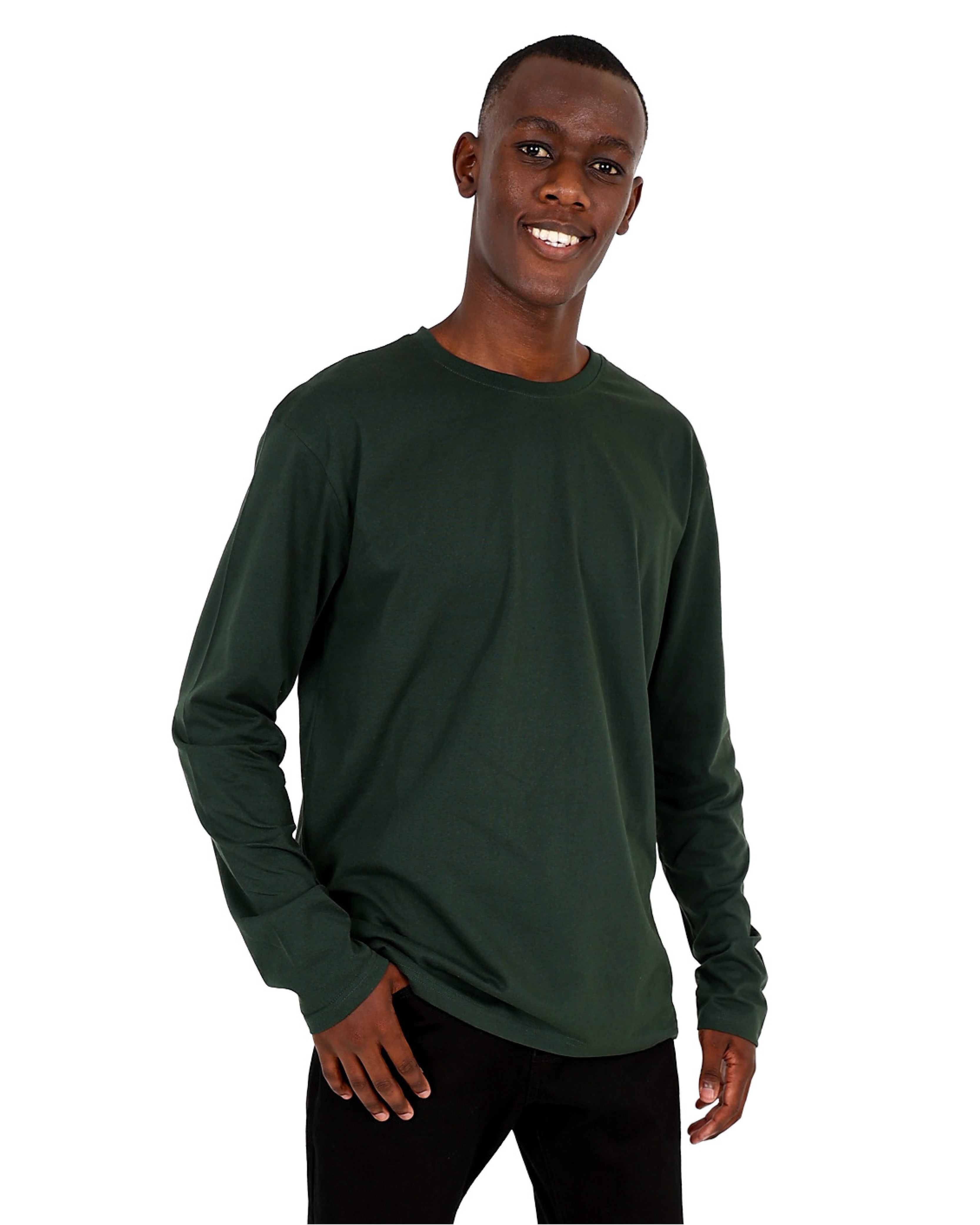 Long Sleeve Dark Olive Cotton Blend T-Shirt