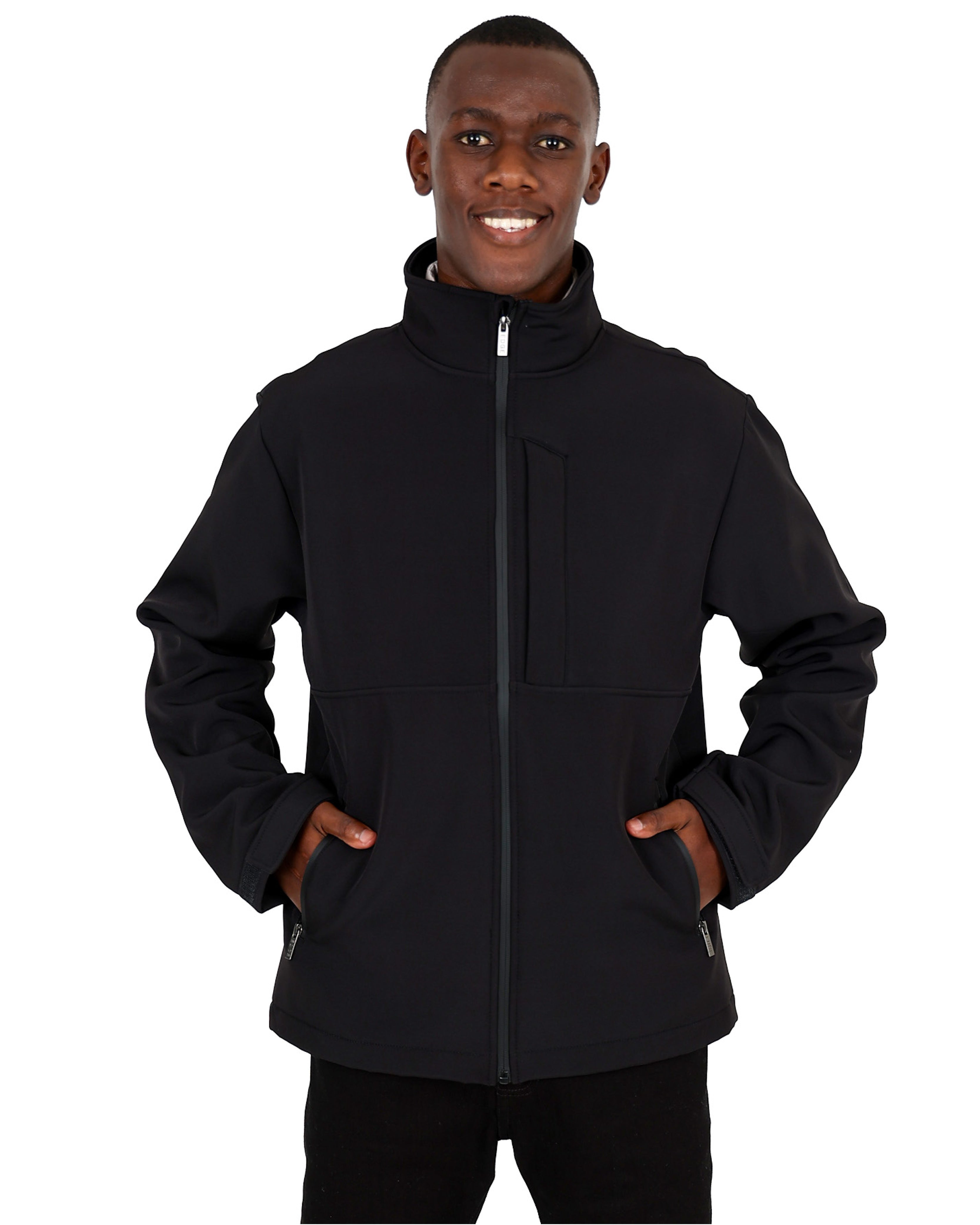 Black Softshell Bonded Fleece Zip Up Jacket