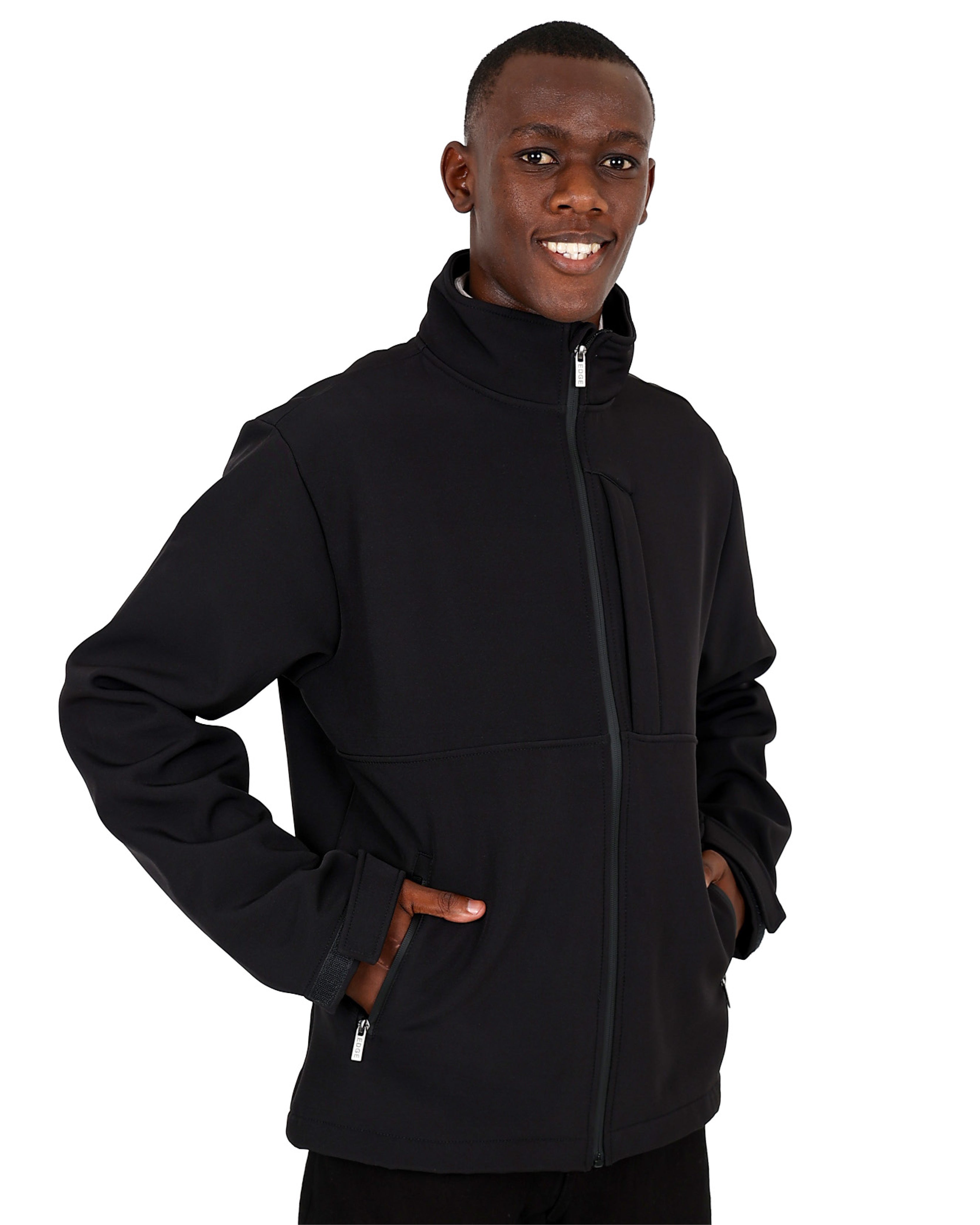 Black Softshell Bonded Fleece Zip Up Jacket