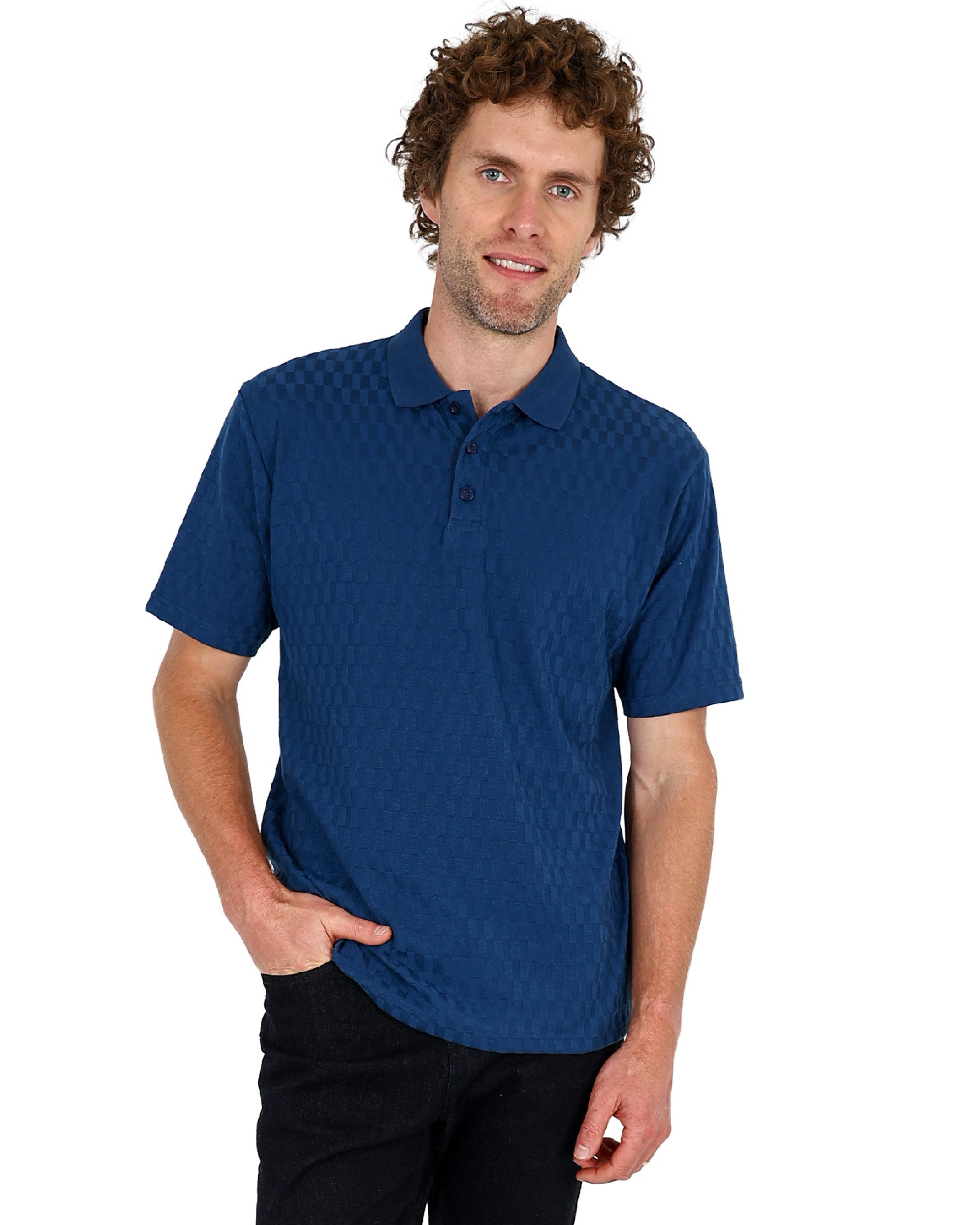 Short Sleeve Petrol Jacquard Golfer