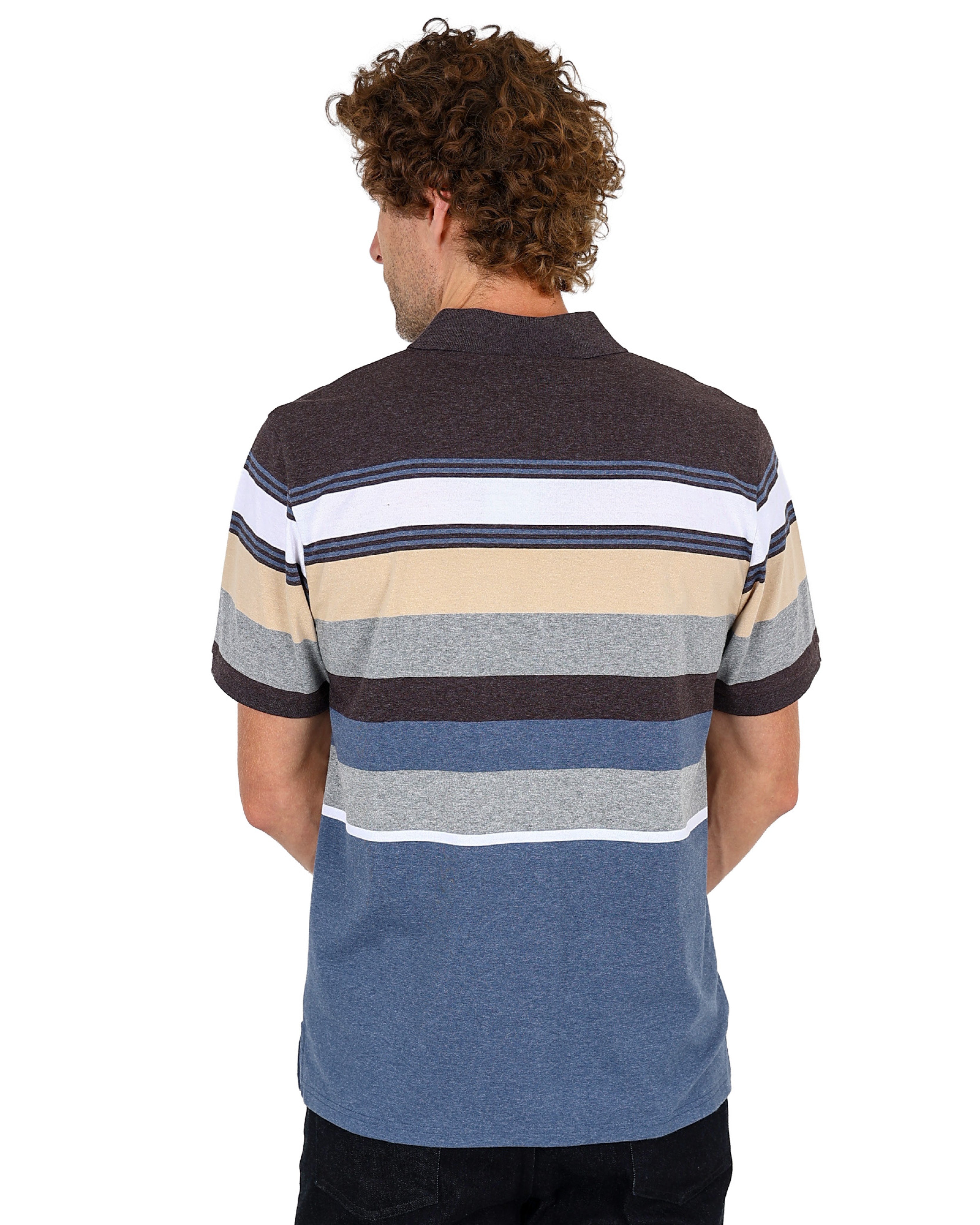 Short Sleeve Blue Yarn Dyed Stripe Golfer