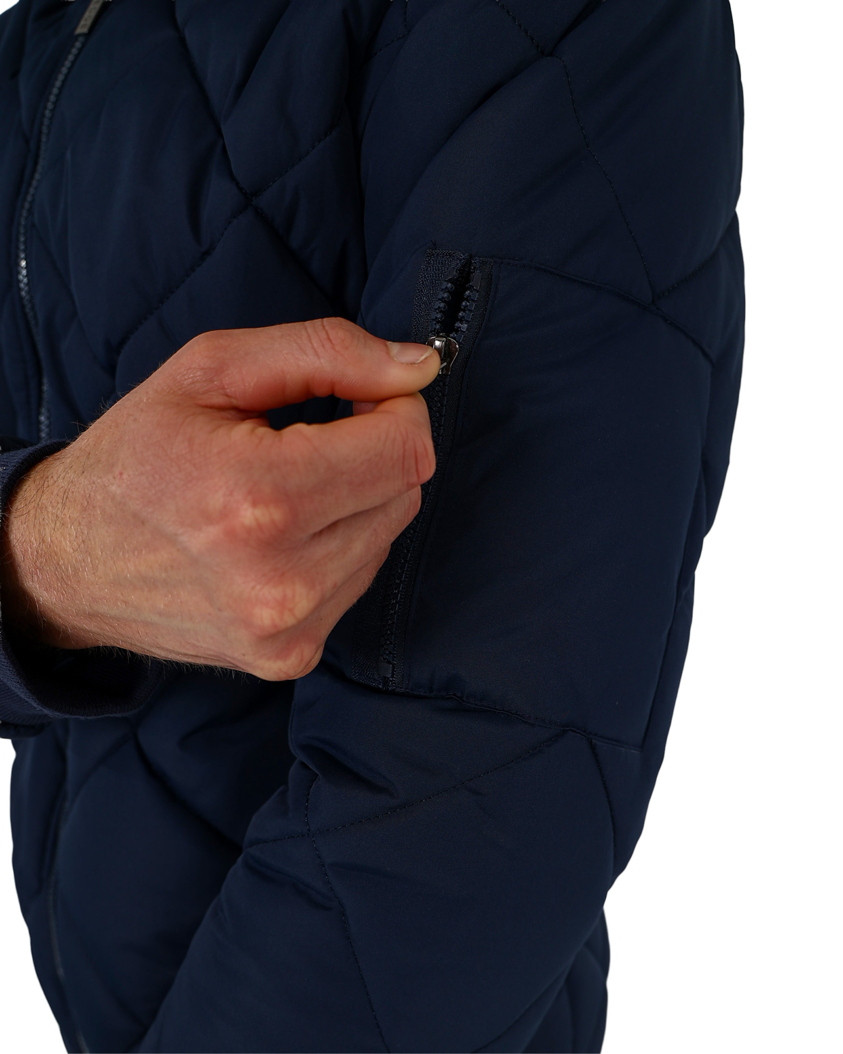 Navy Diamond Quilted Puffer Jacket