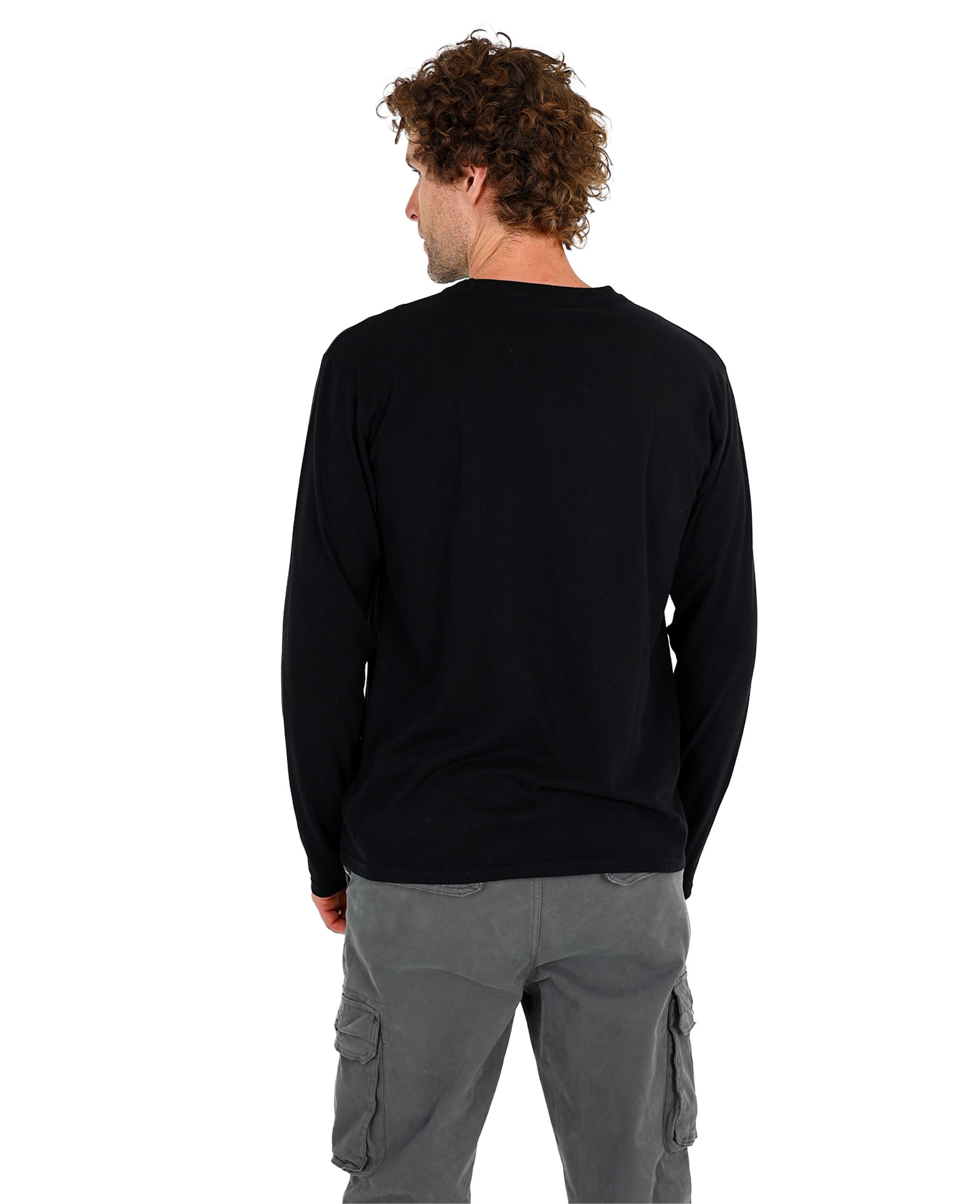 Black Long Sleeve Cotton Blend T-Shirt