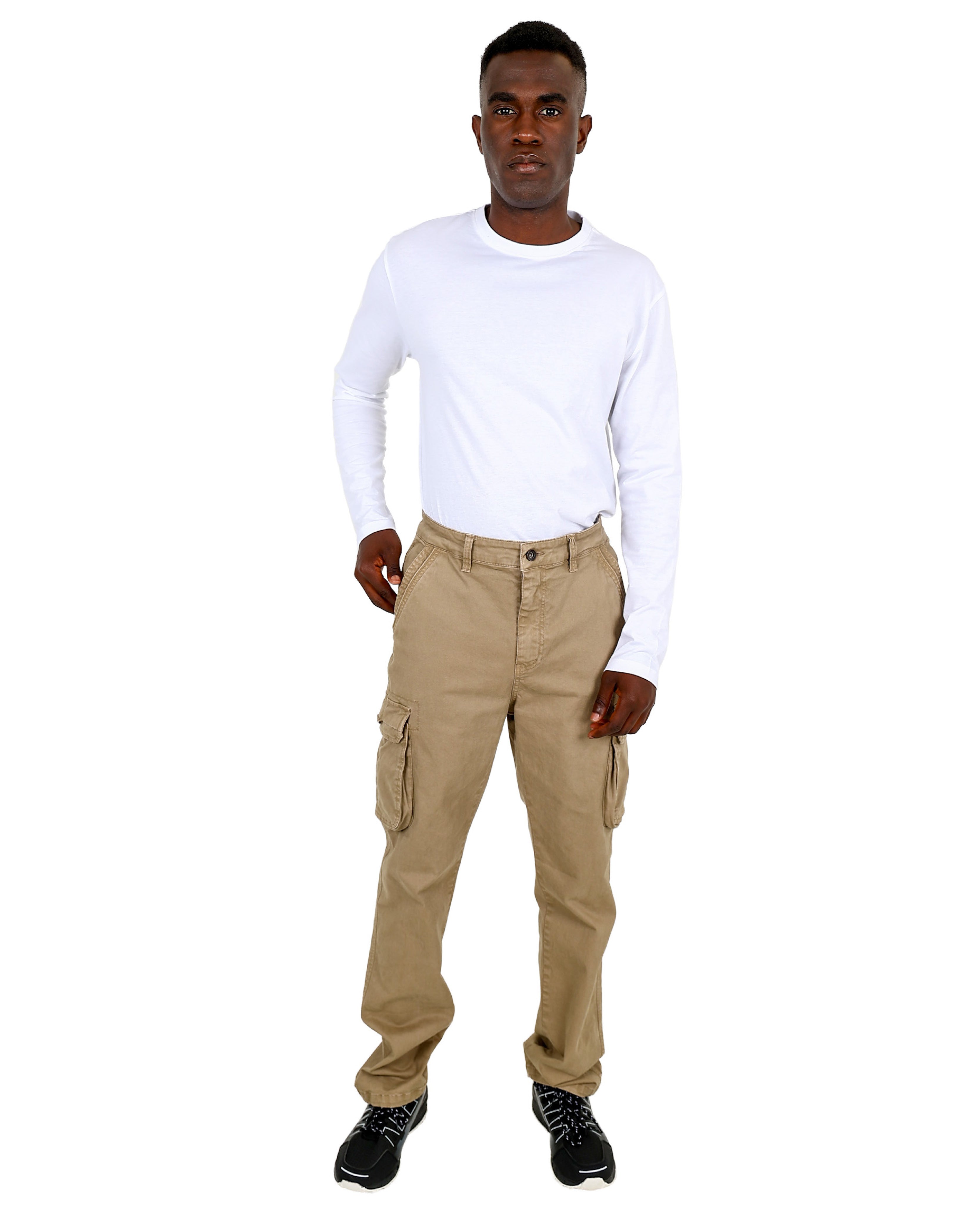 Khaki Regular Fit Cargo Cotton Pant