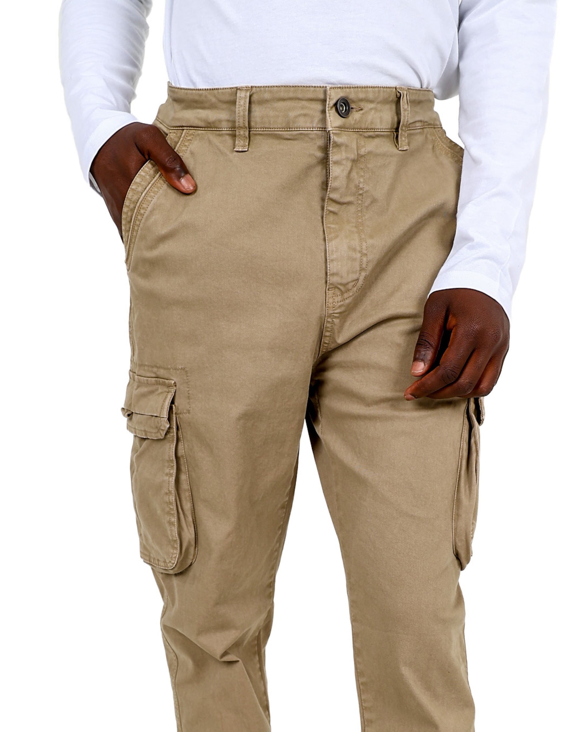 Regular Fit Khaki Cargo Cotton Pant