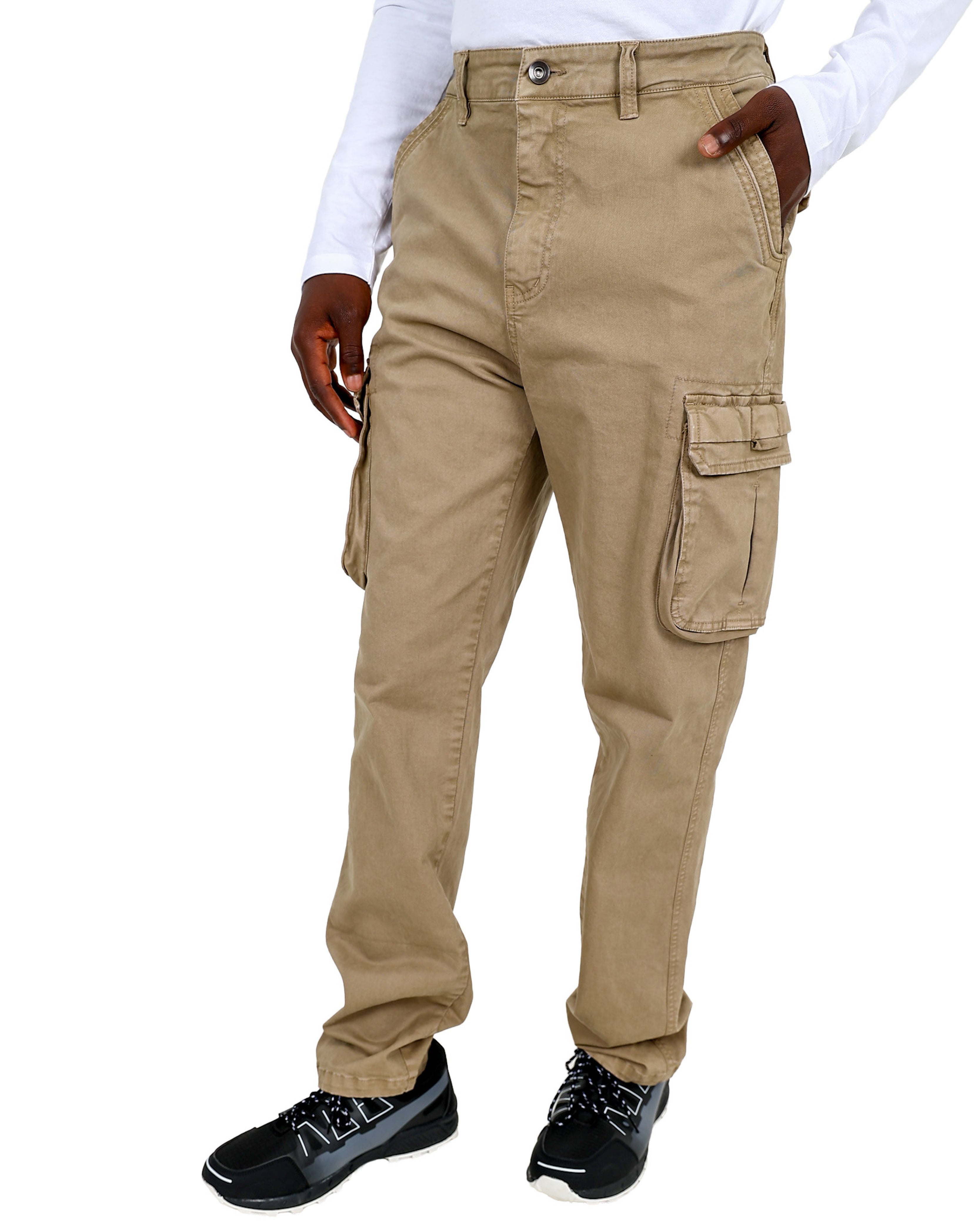 Khaki Regular Fit Cargo Cotton Pant