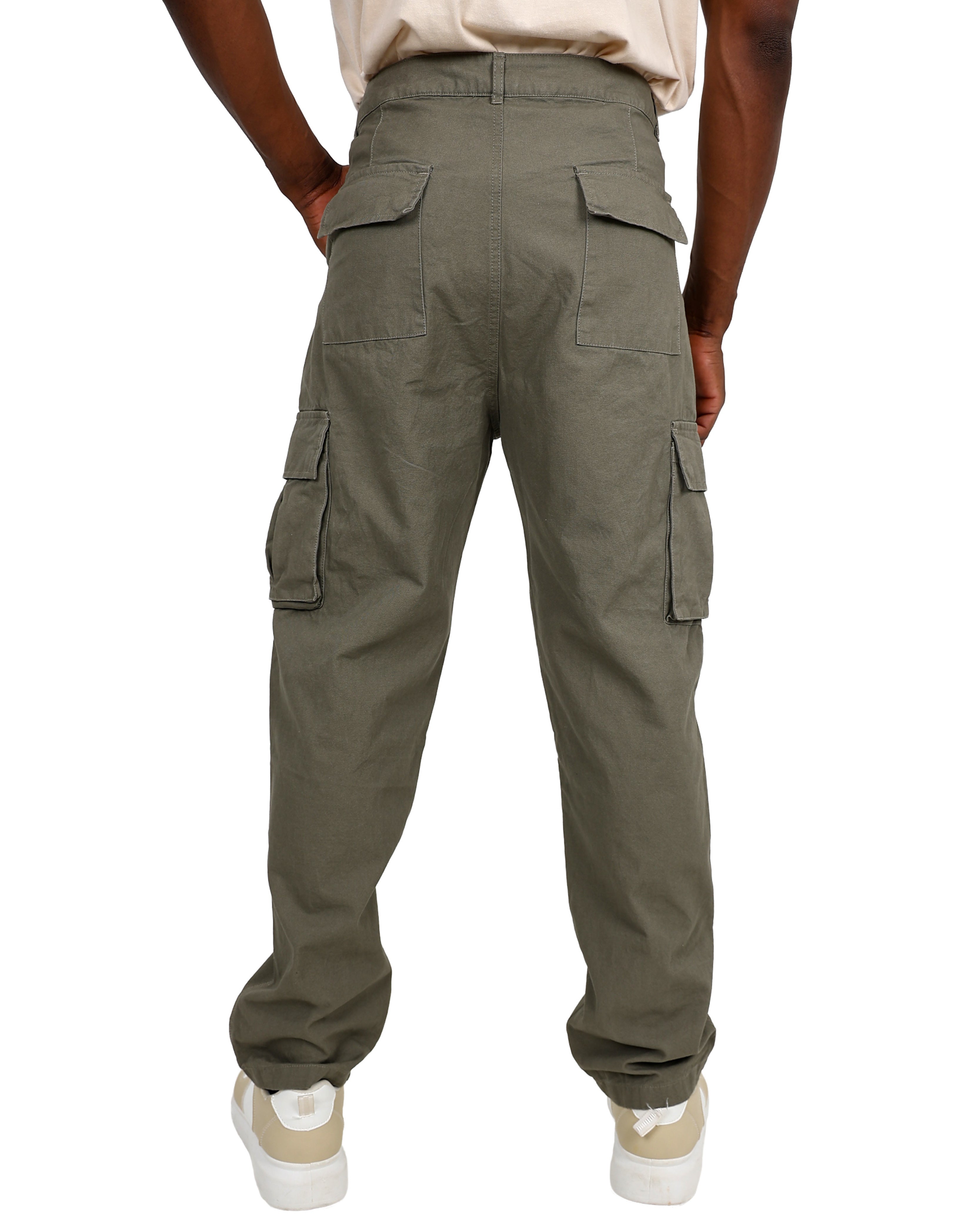 Regular Fit Olive Cotton Cargo Pants