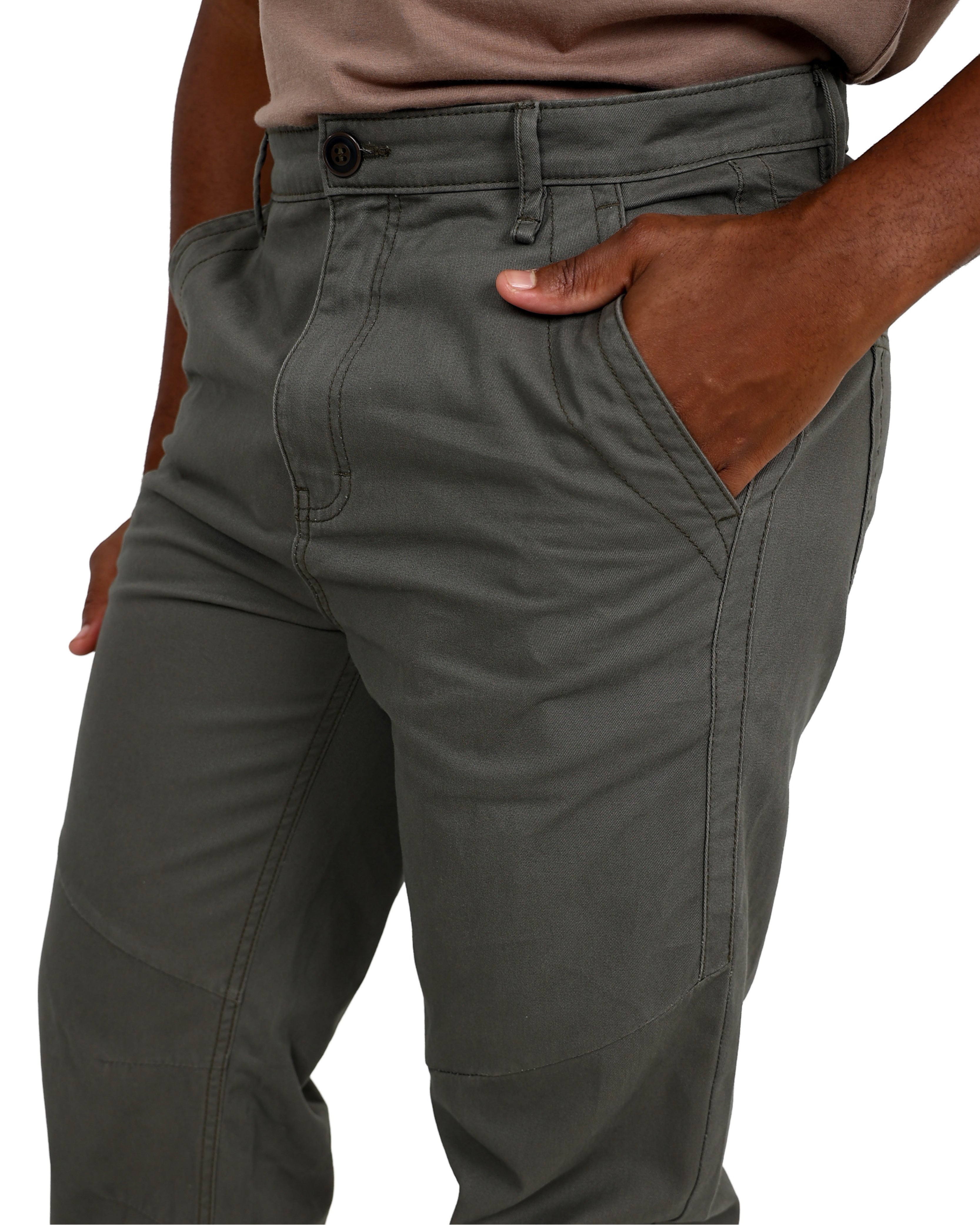 Straight Leg Olive Casual Cotton Pant