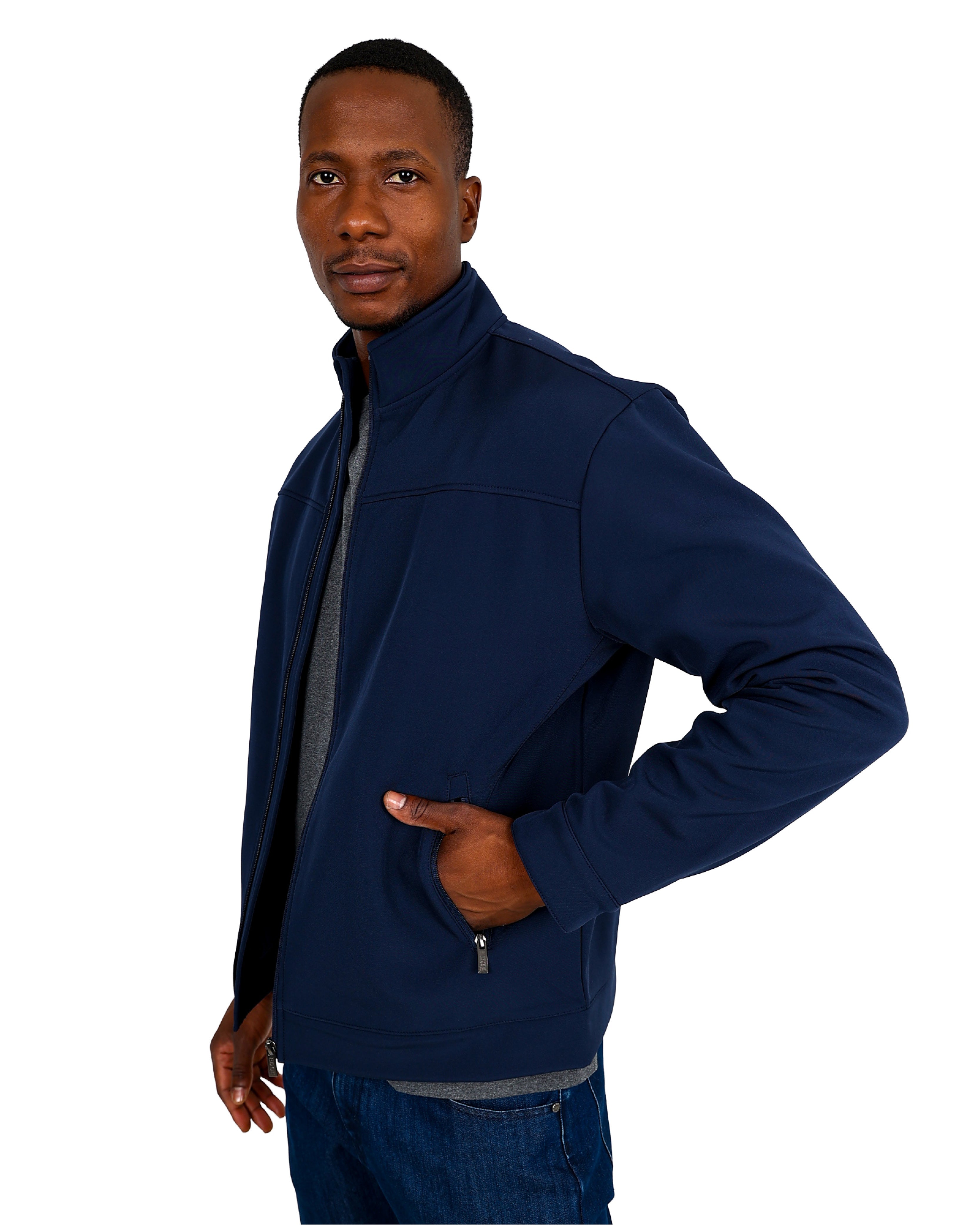 Navy Softshell Bonded Fleece Zip Up Jacket
