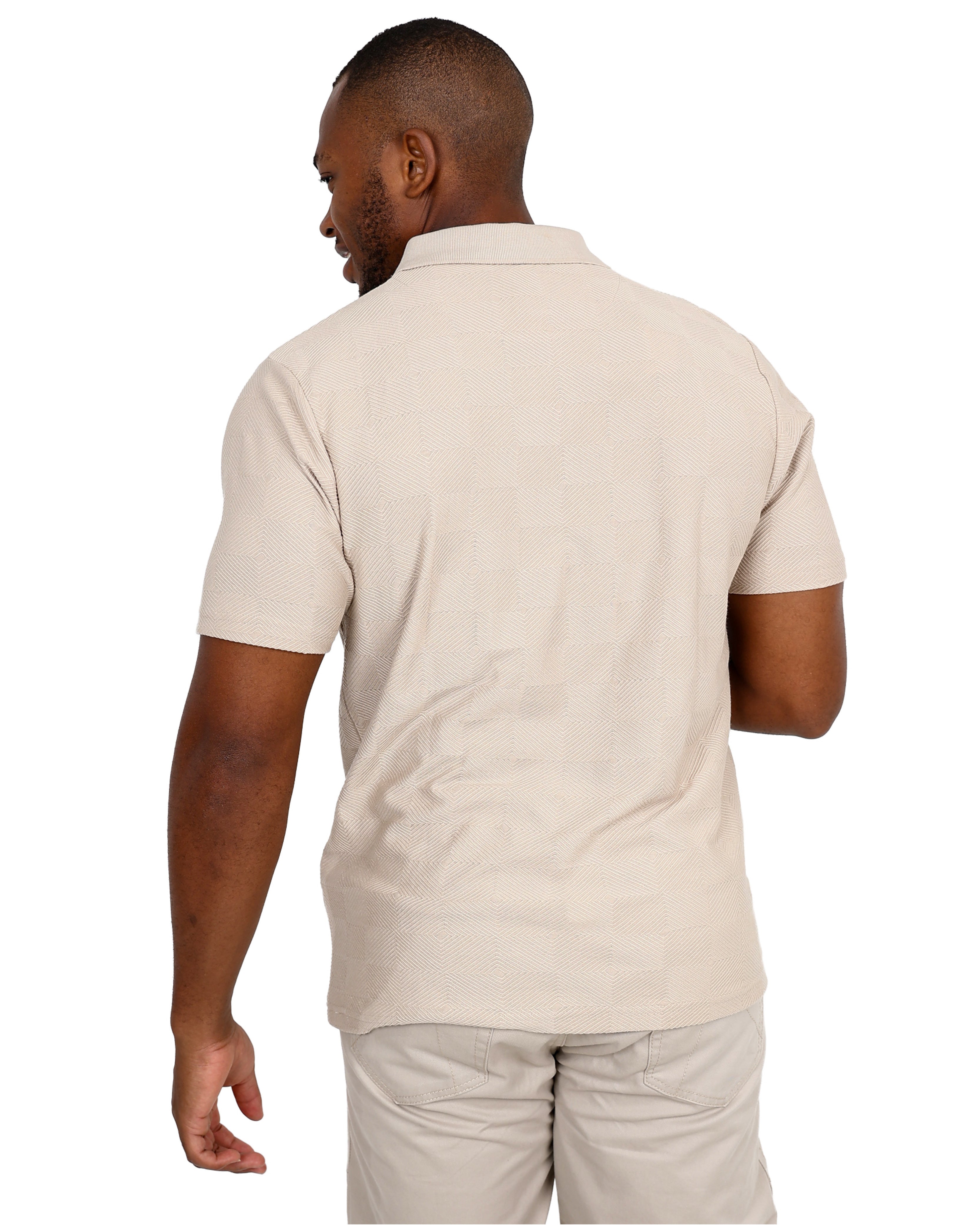 Short Sleeve Stone Jacquard Golfer