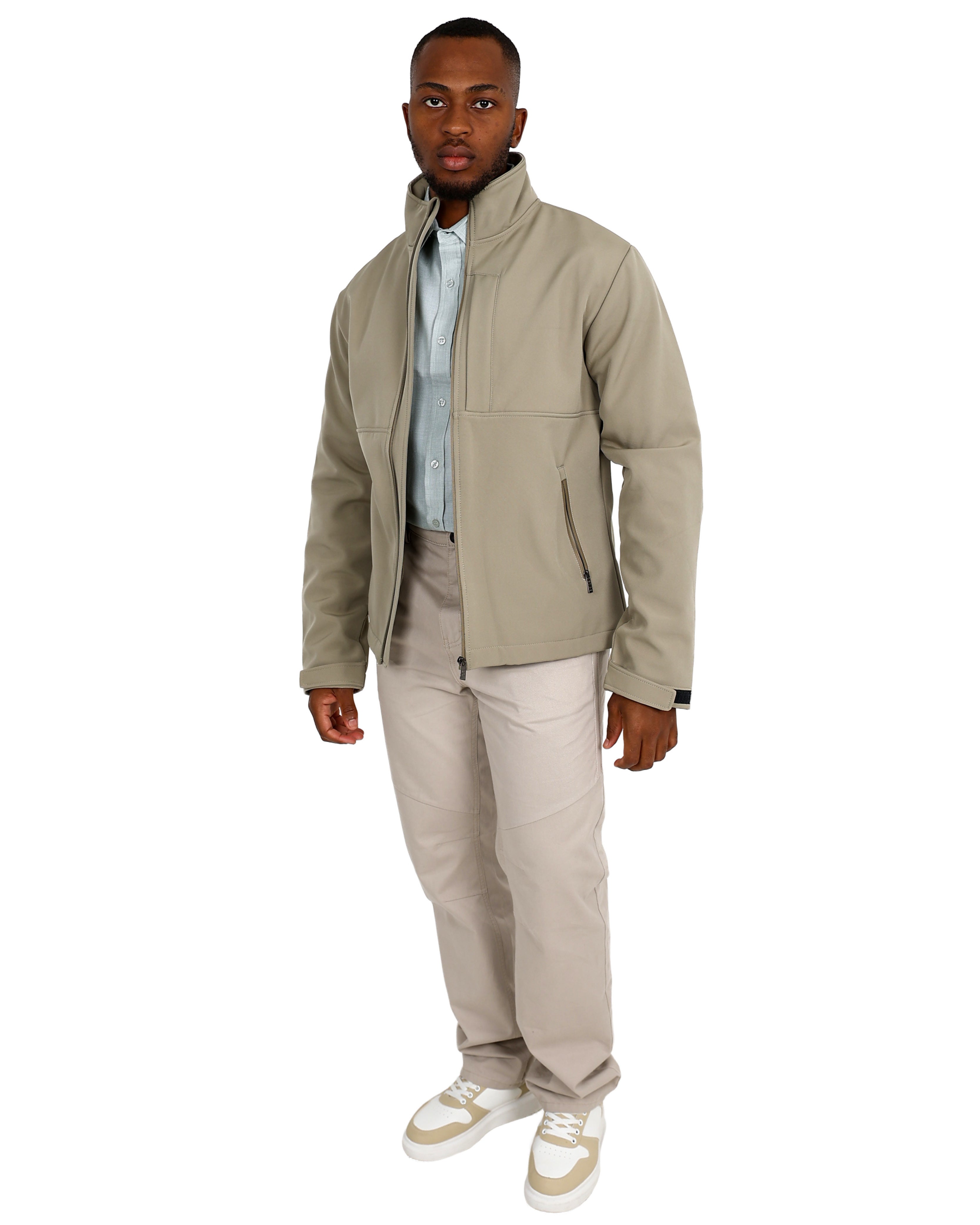 Stone Softshell Bonded Fleece Zip Up Jacket