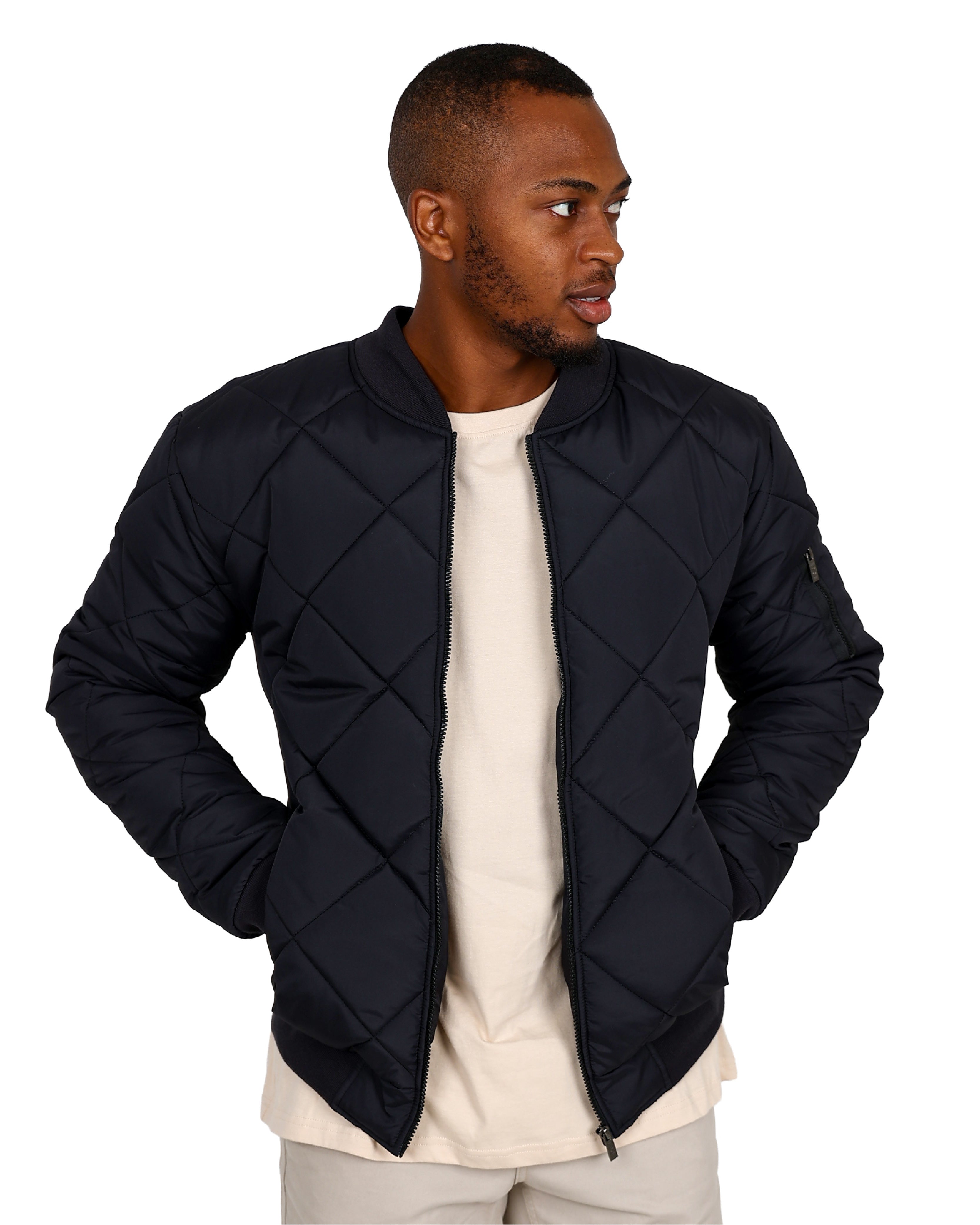 Black Diamond Quilted Puffer Jacket