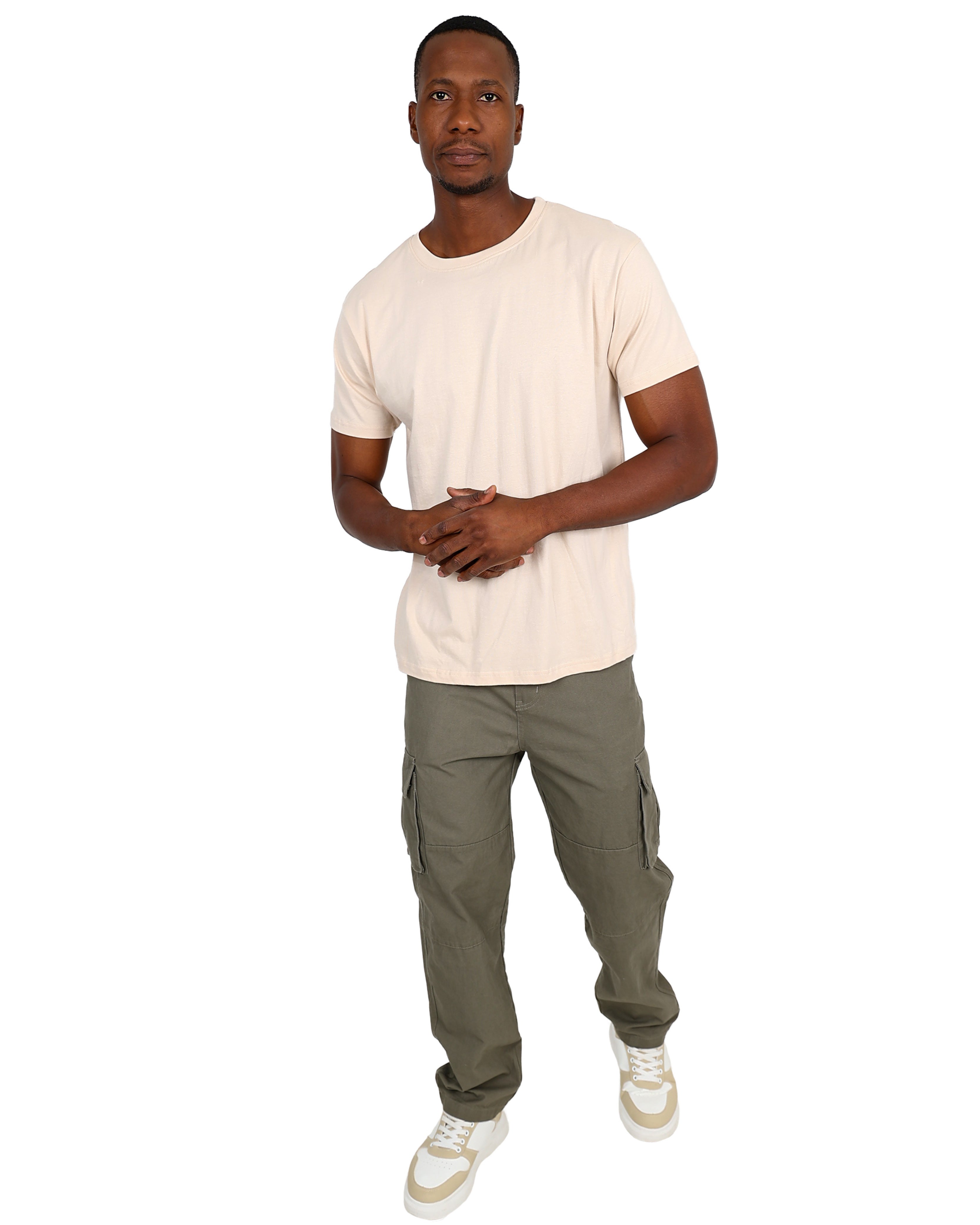Regular Fit Olive Cotton Cargo Pants