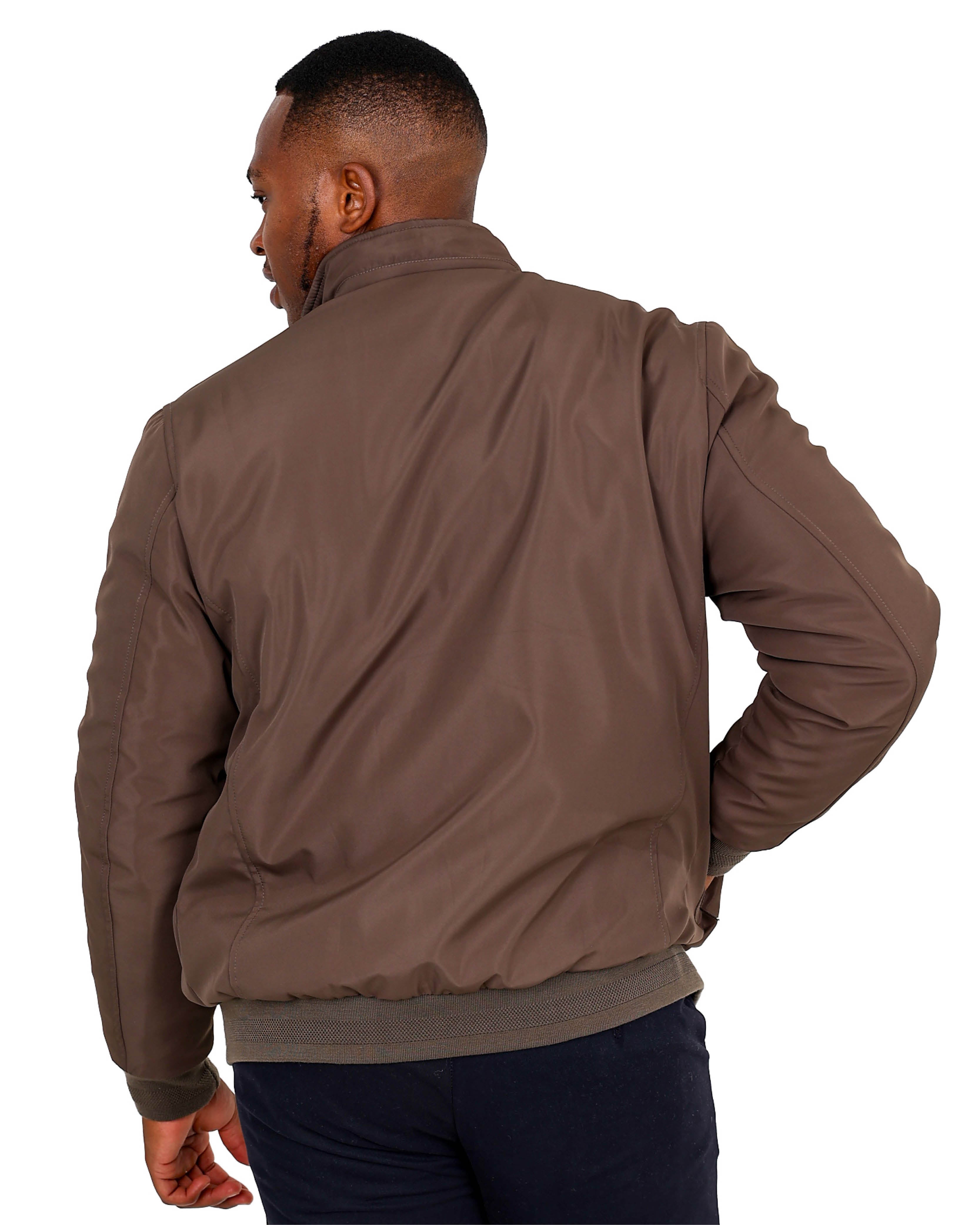 Taupe Zip Up Fleece Lined Harrington Jacket