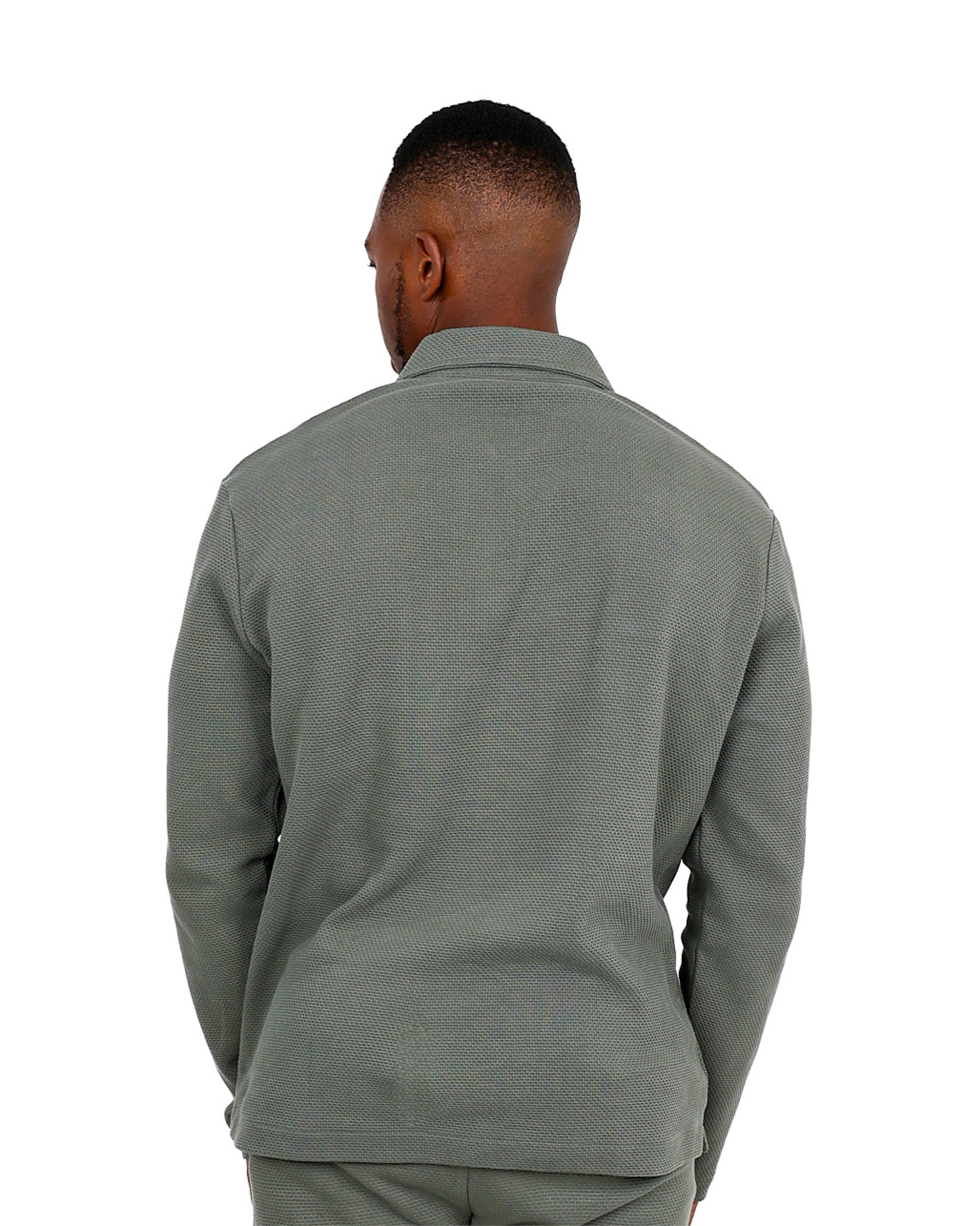 Long Sleeve Fatigue Basket Weave 1/4 Zip Cotton Sweatshirt