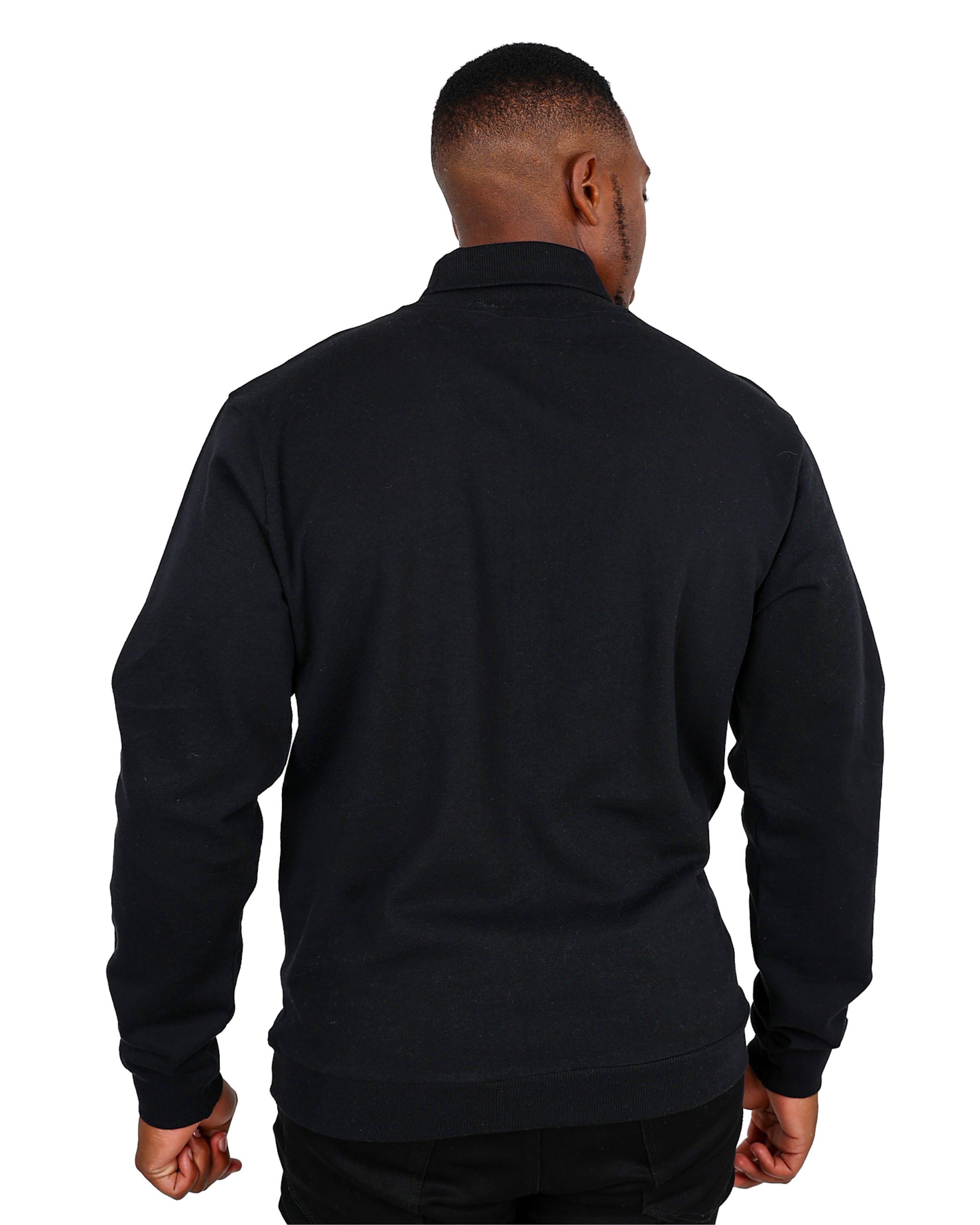 Long Sleeve Black CVC Polo Neck Sweatshirt