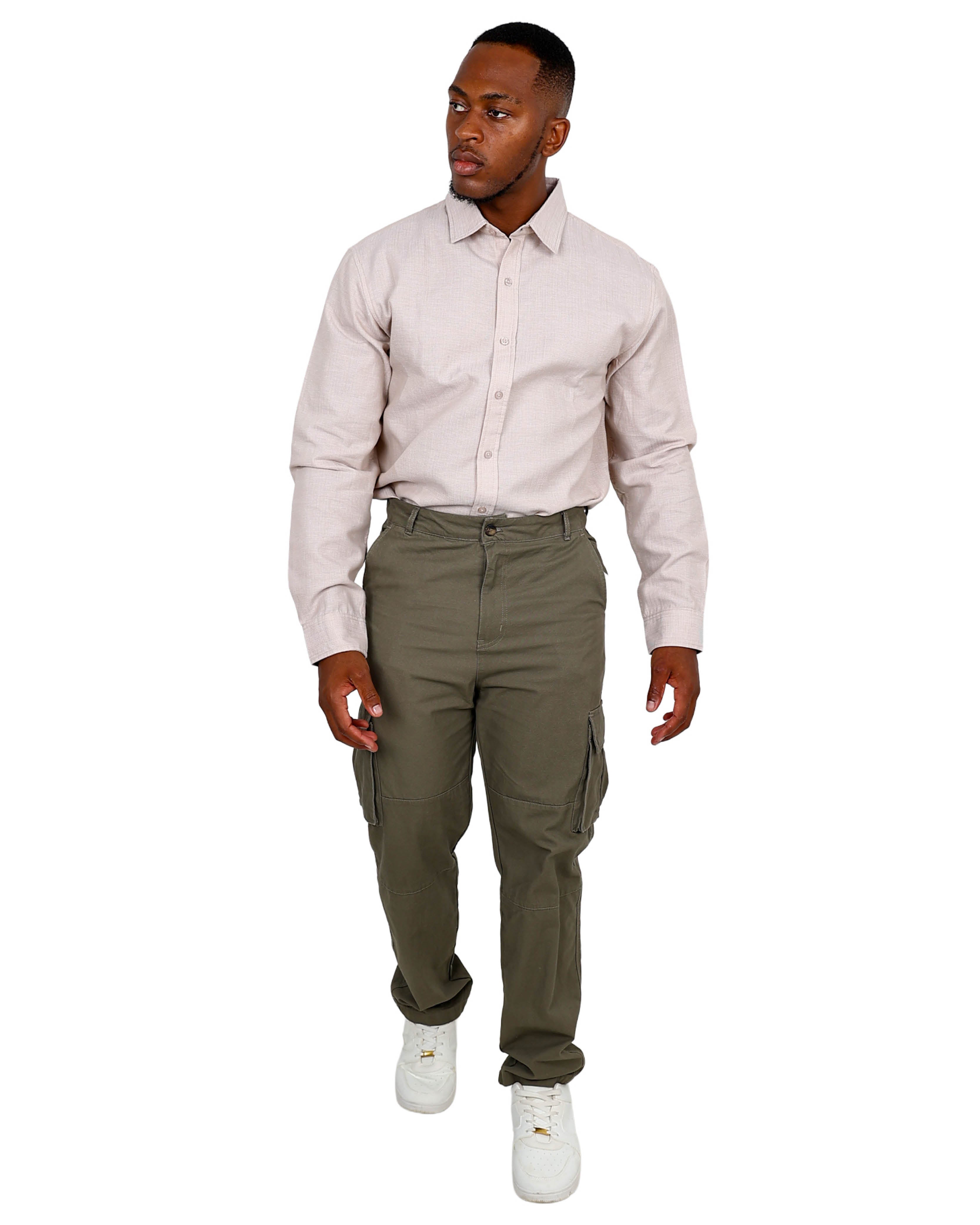 Long Sleeve Mini Waffle Textured Stone Shirt