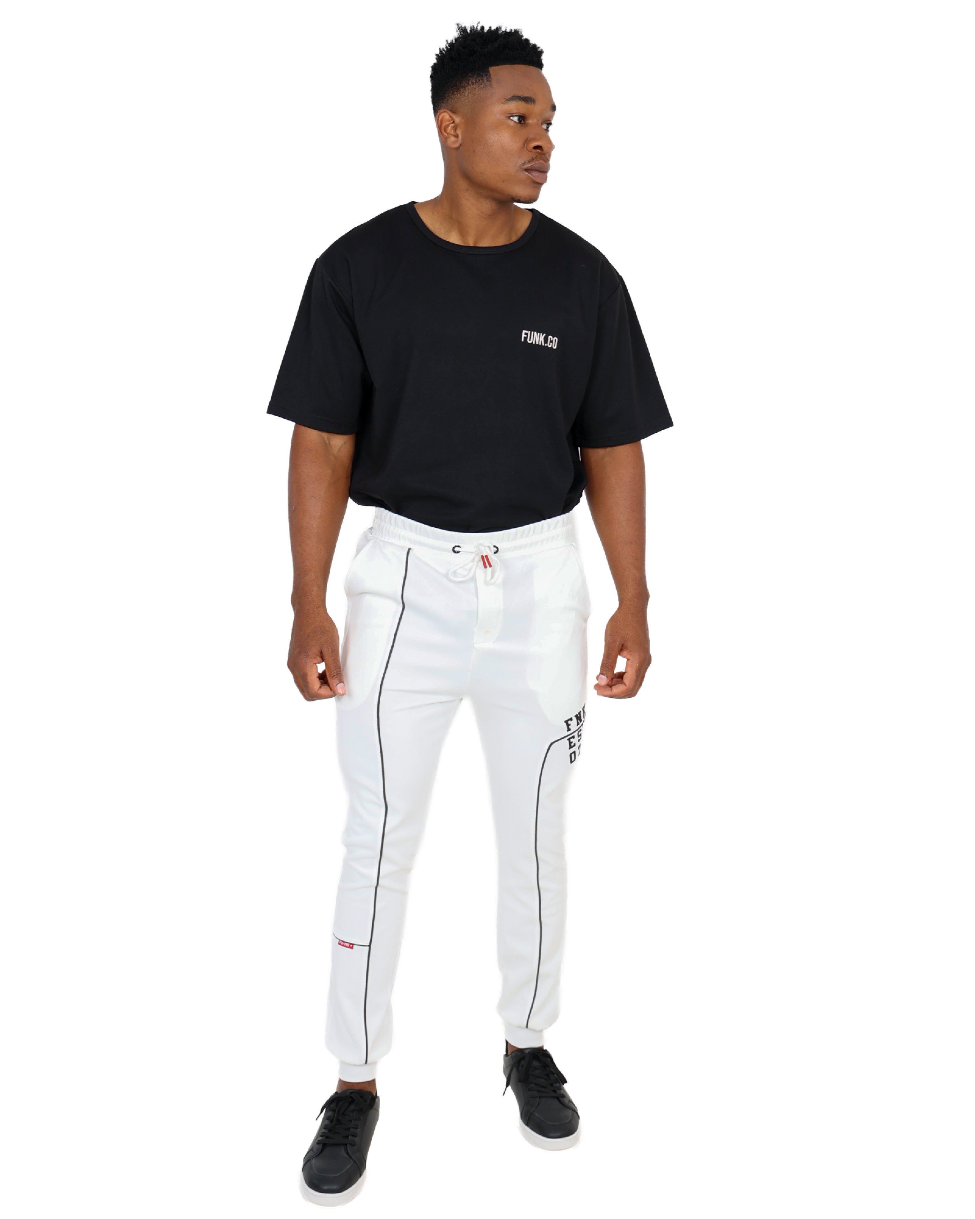 Funk Piping Detail White Joggers