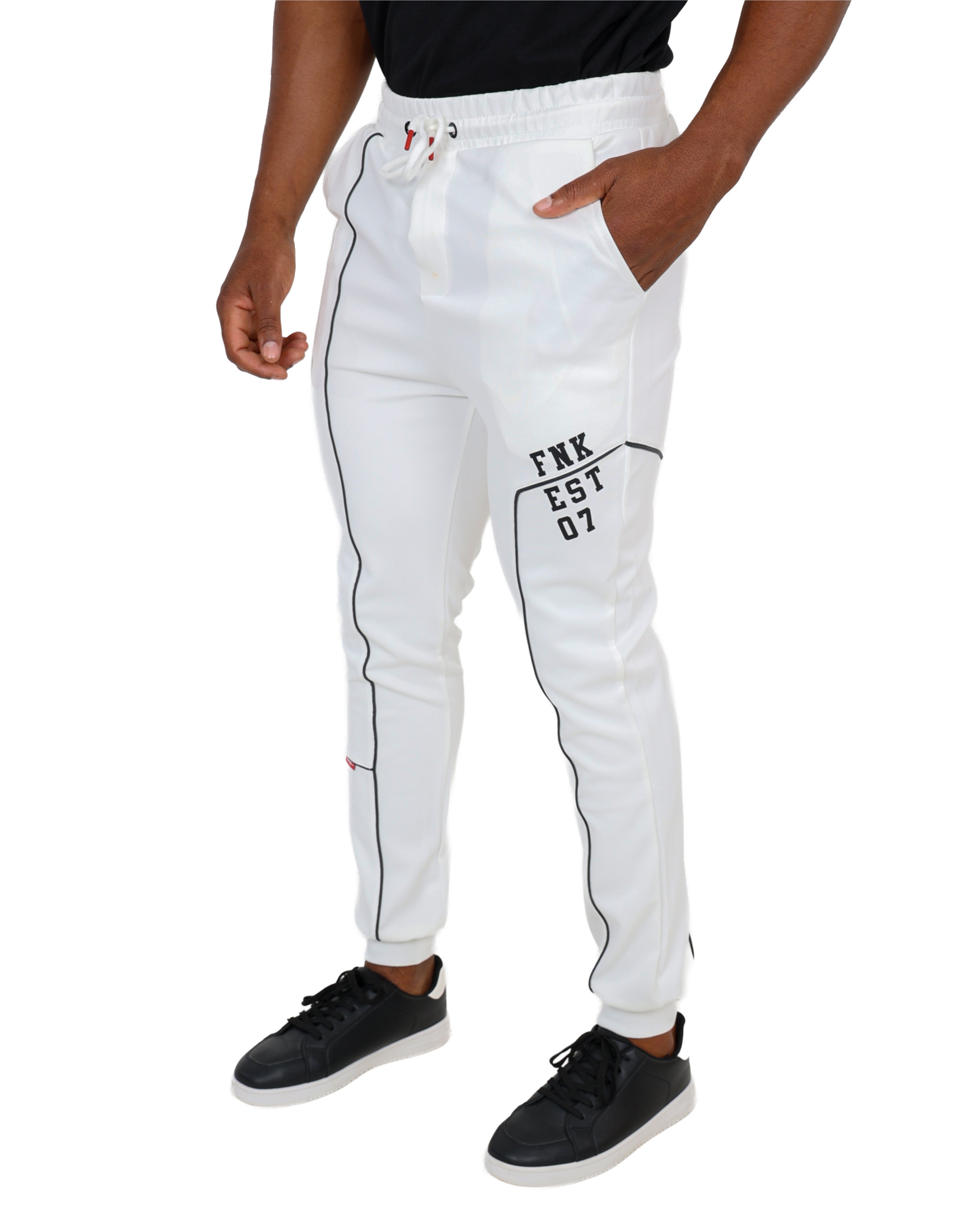 Funk Piping Detail White Joggers