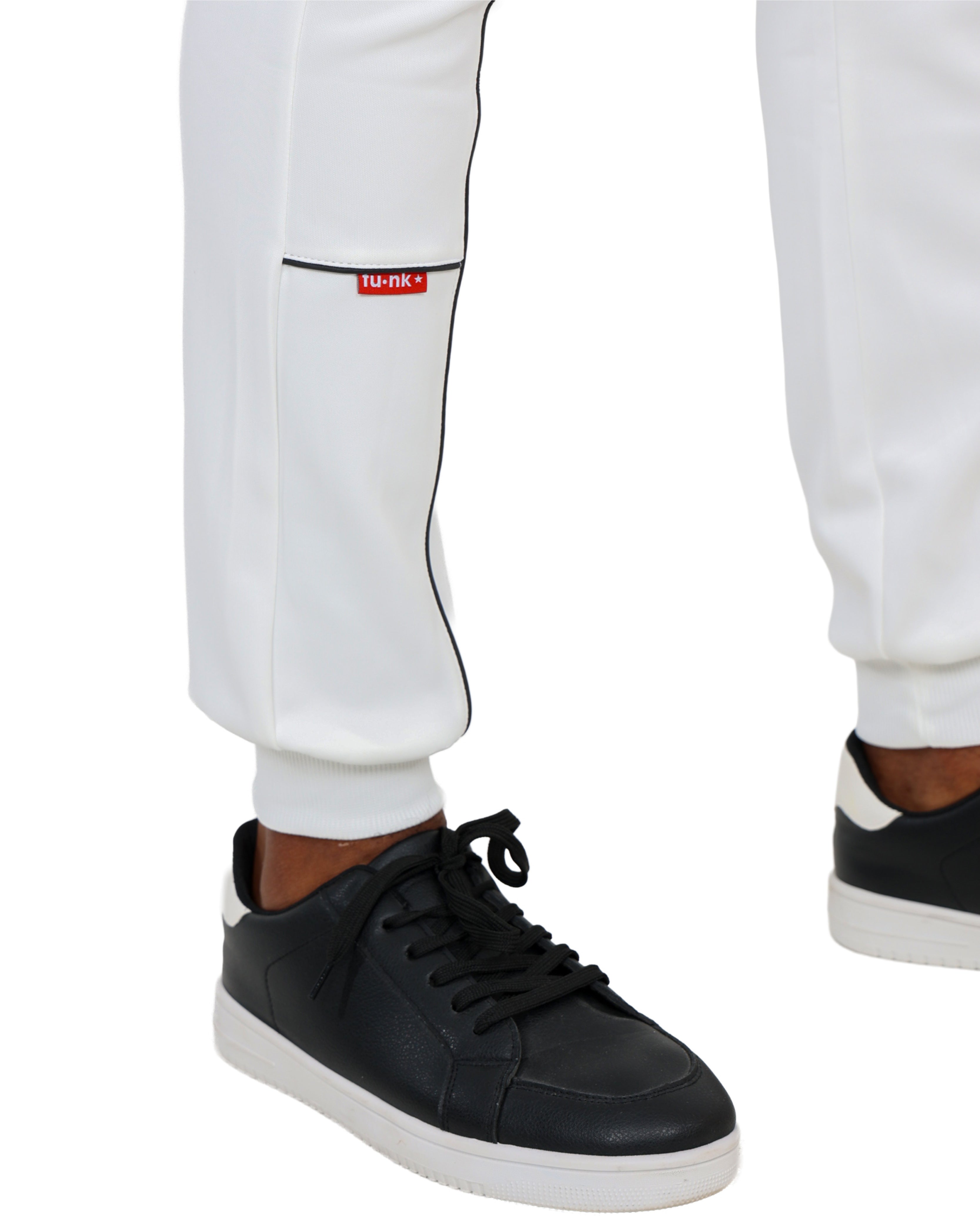 Funk Piping Detail White Joggers