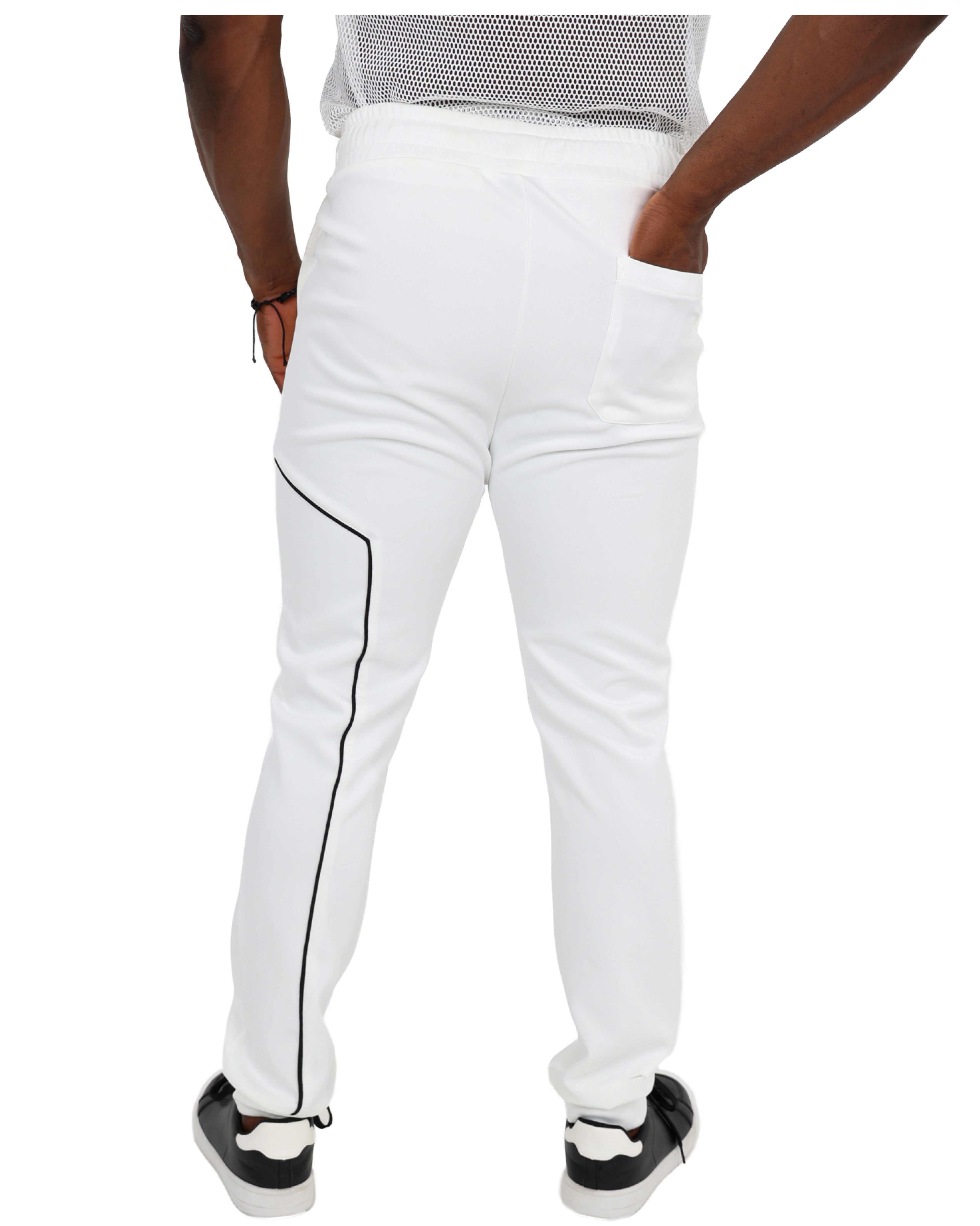 Funk Piping Detail White Joggers