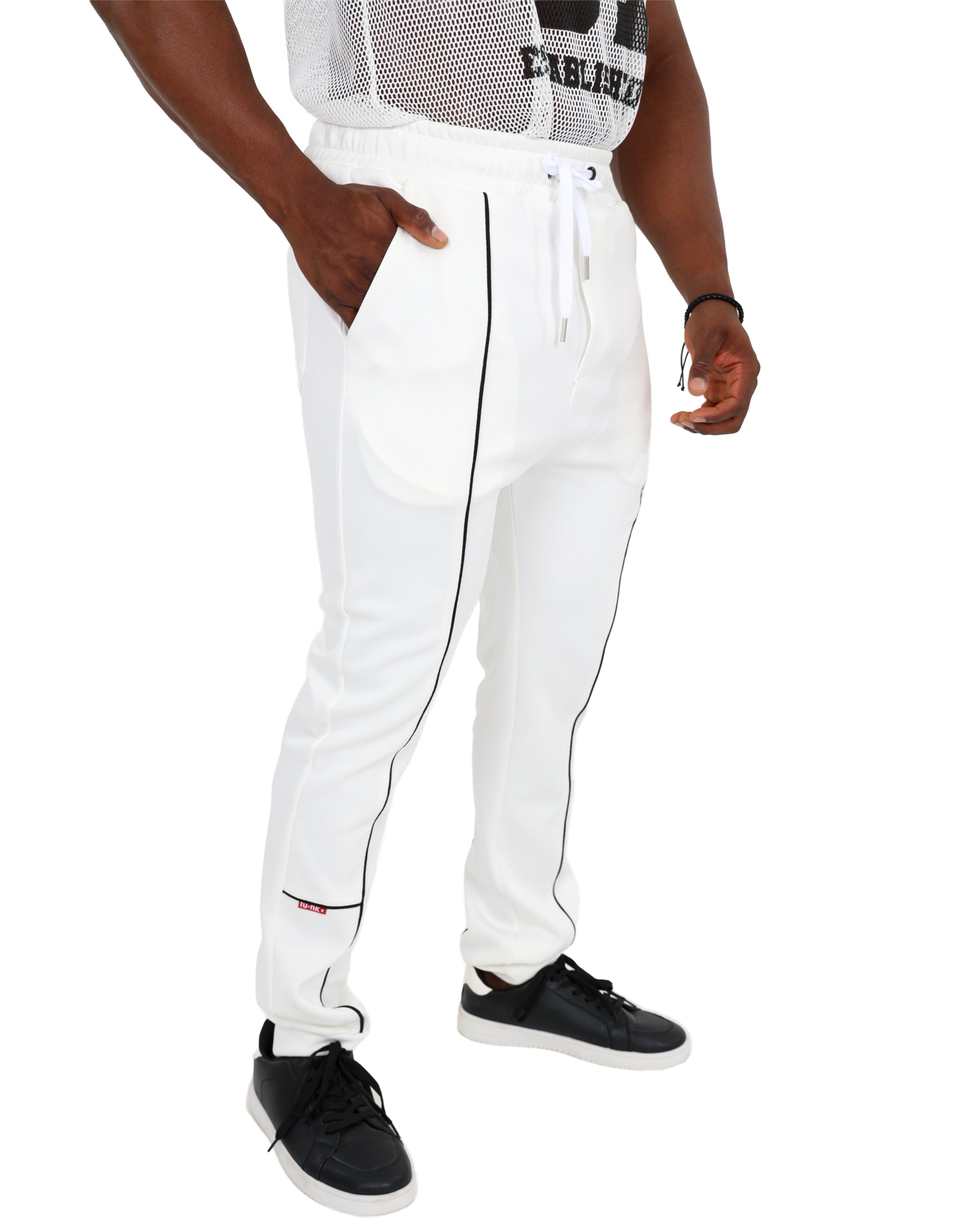 Funk Piping Detail White Joggers