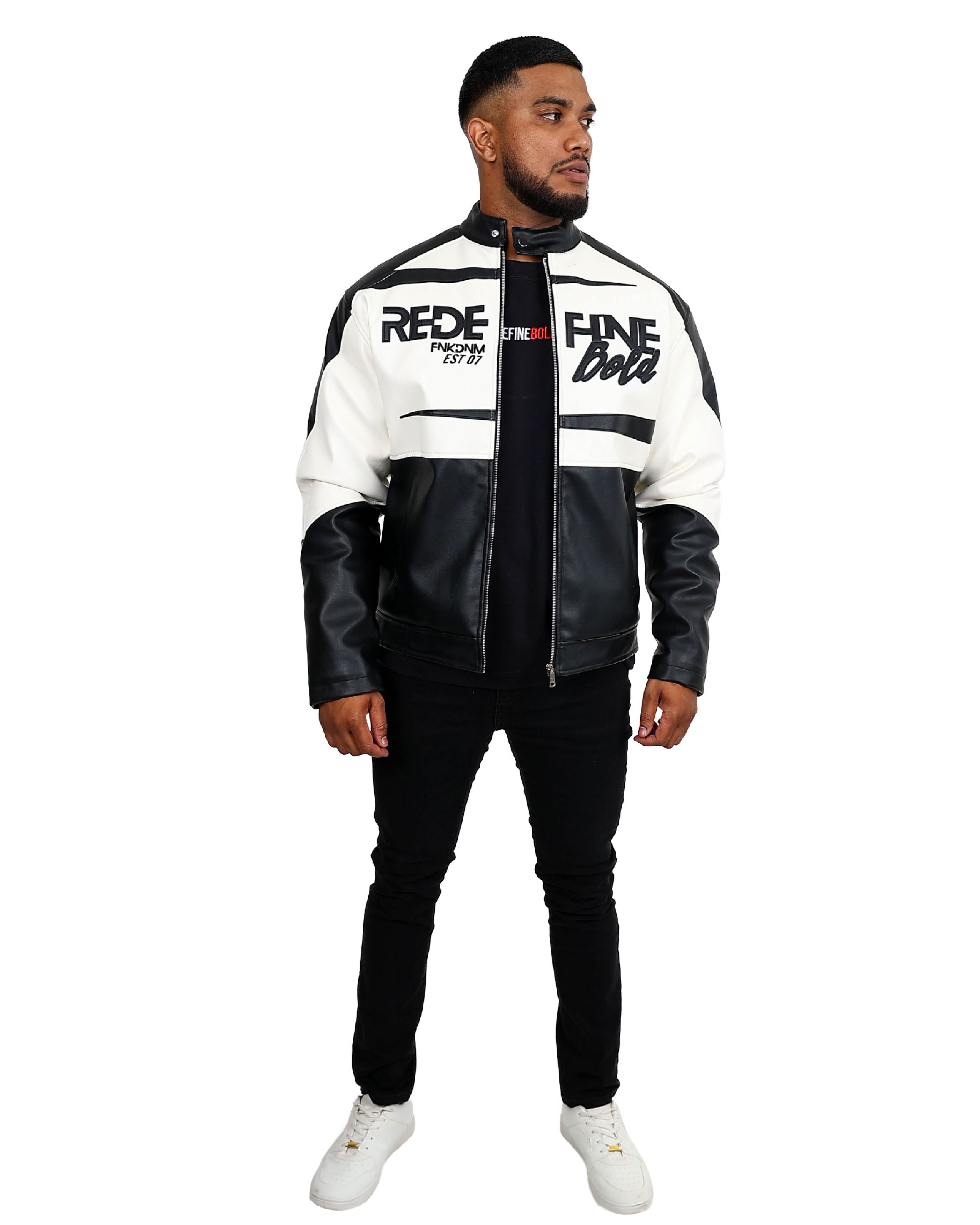 Funk Paneled Black & White Biker Jacket