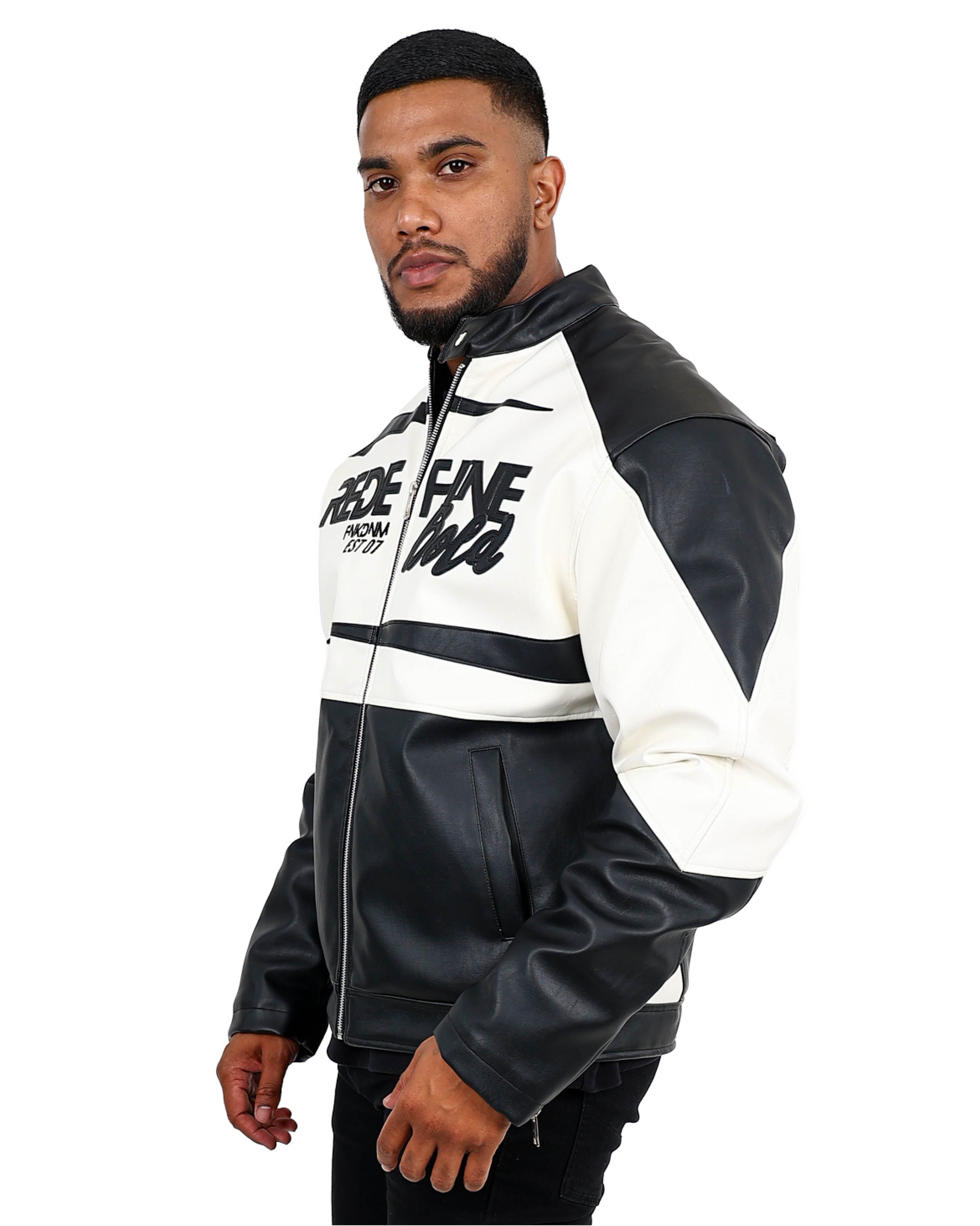 Funk Paneled Black & White Biker Jacket