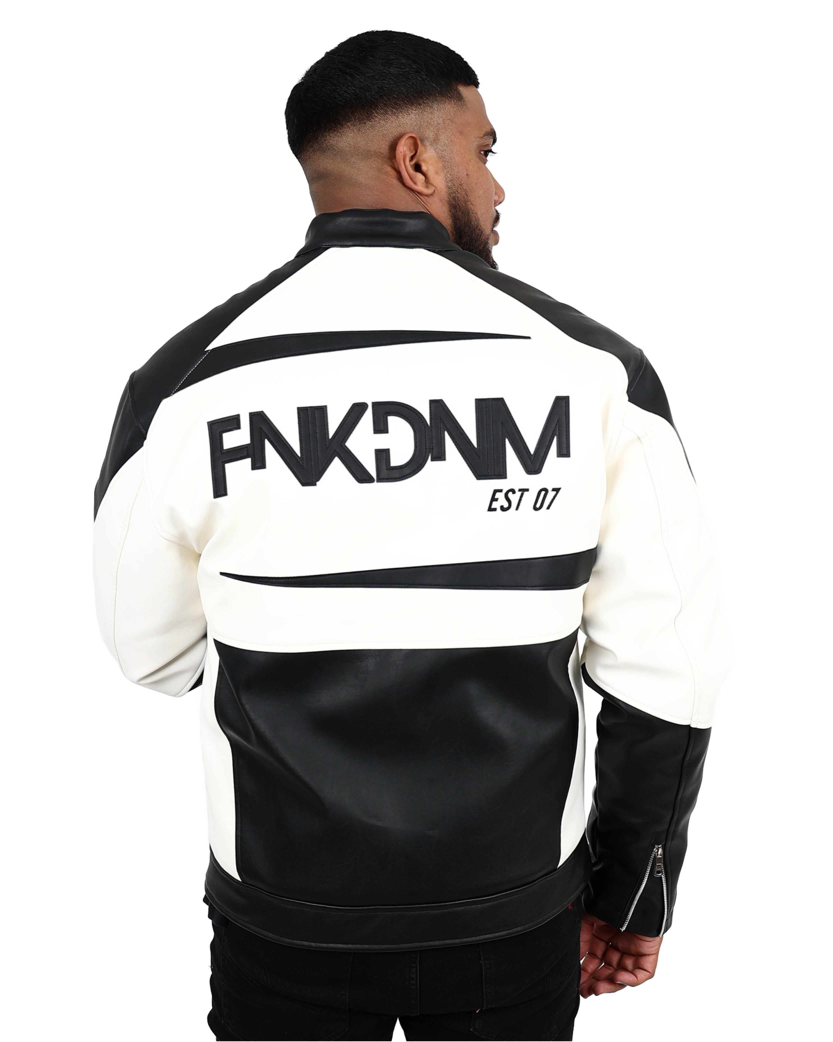 Funk Paneled Black & White Biker Jacket
