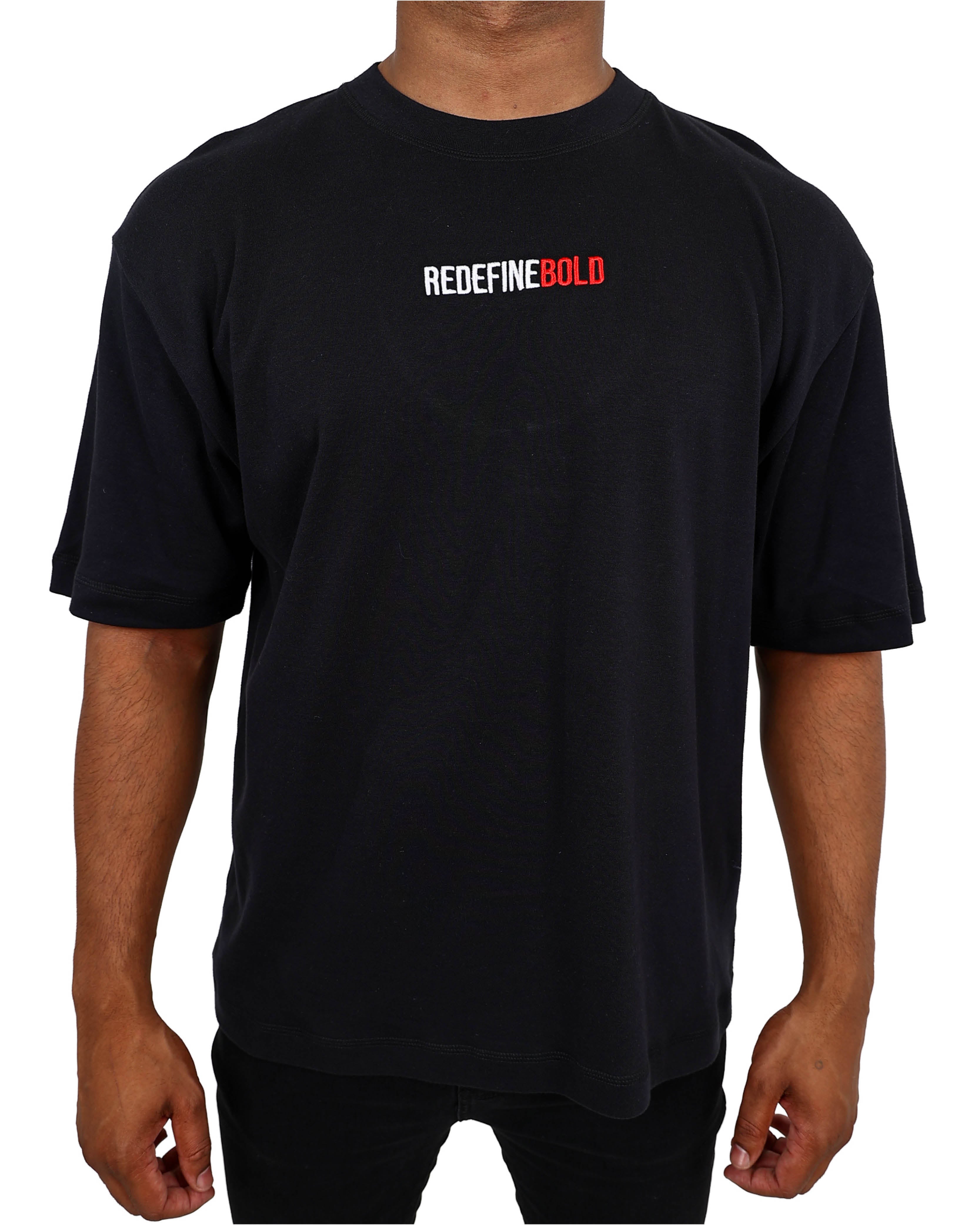 Funk Redefine Bold Embroidered Black Cotton T-Shirt