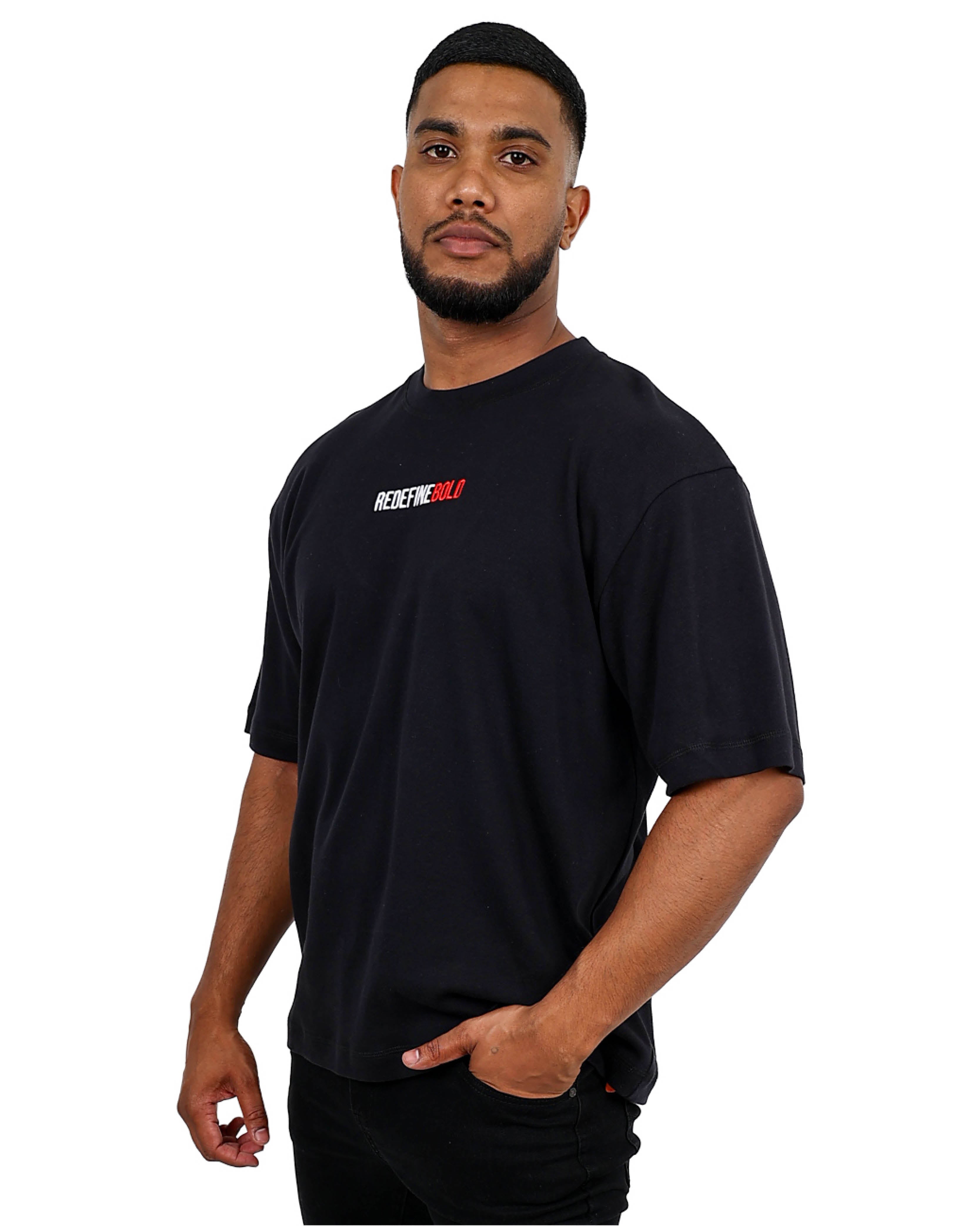 Funk Redefine Bold Embroidered Black Cotton T-Shirt