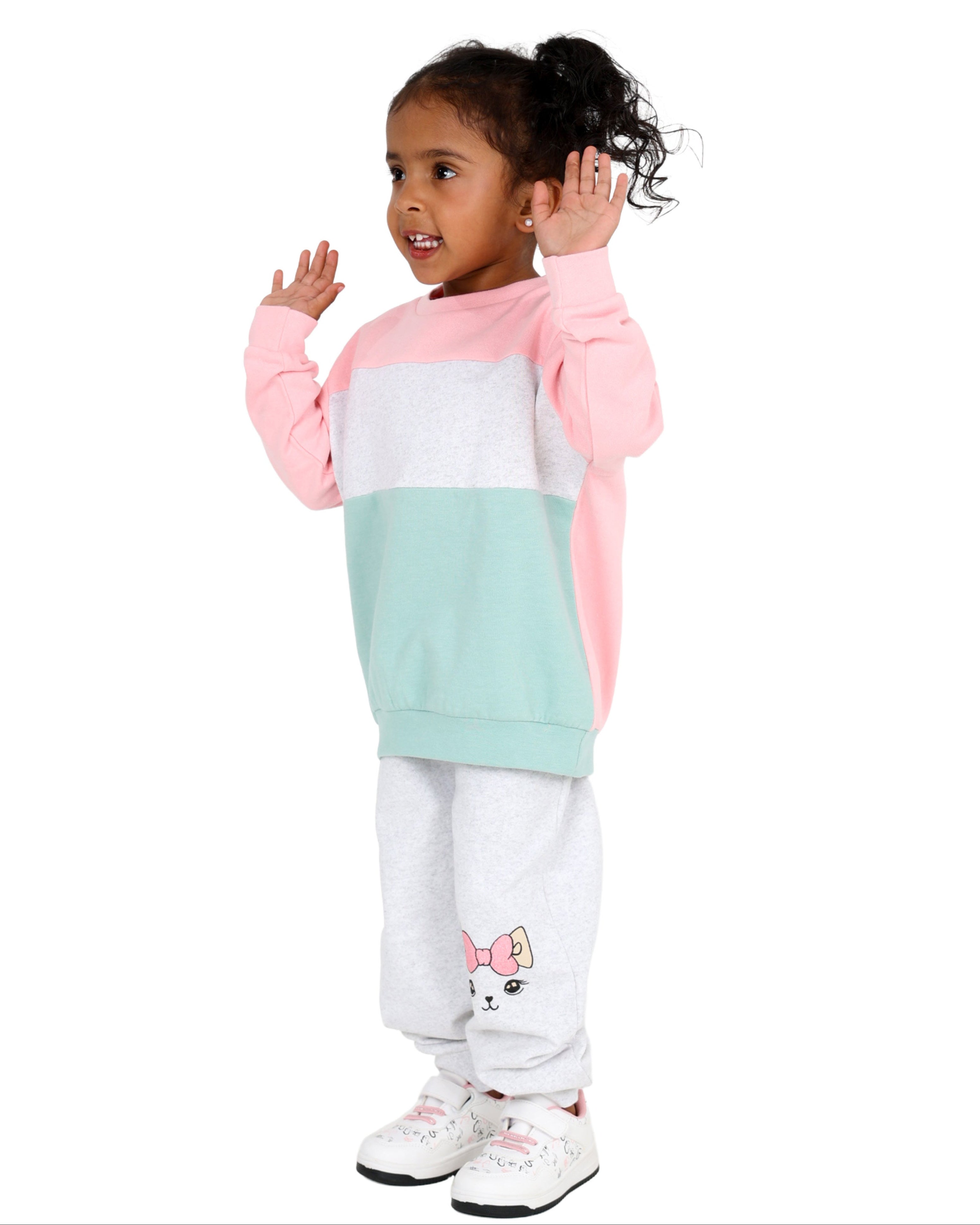 2 Pack Pink & Grey Mélange Trackpants Set