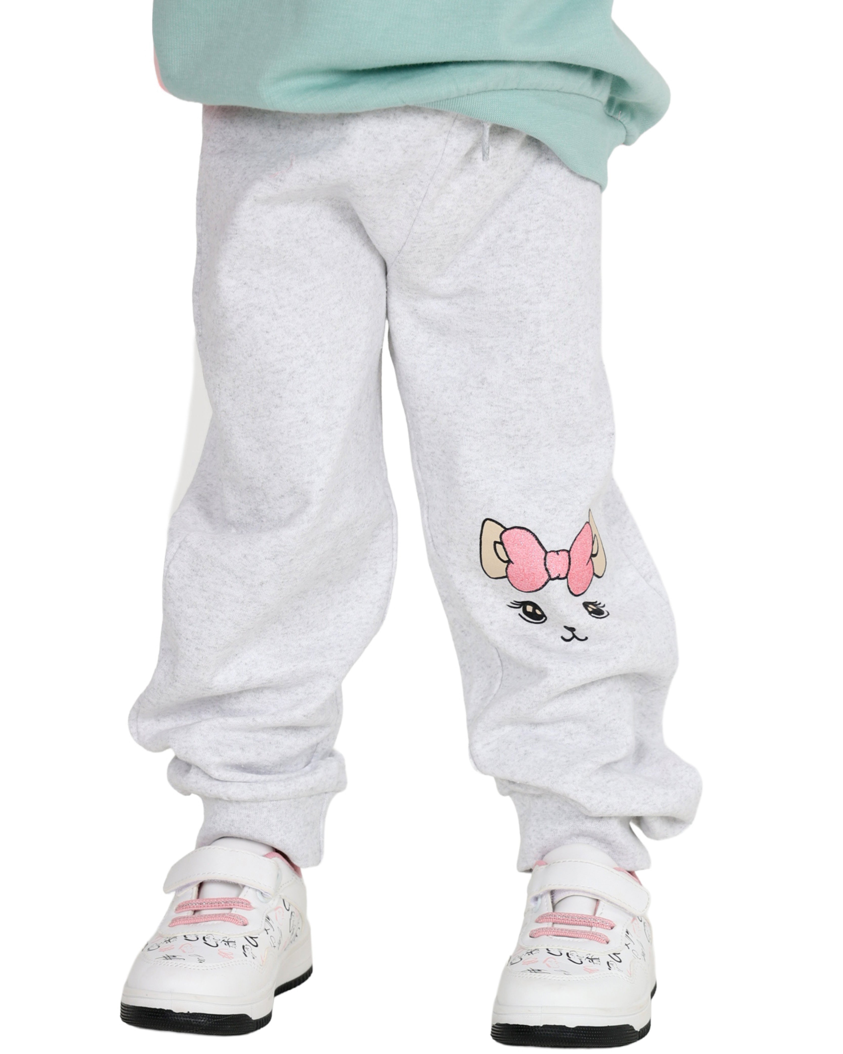 2 Pack Pink & Grey Mélange Trackpants Set