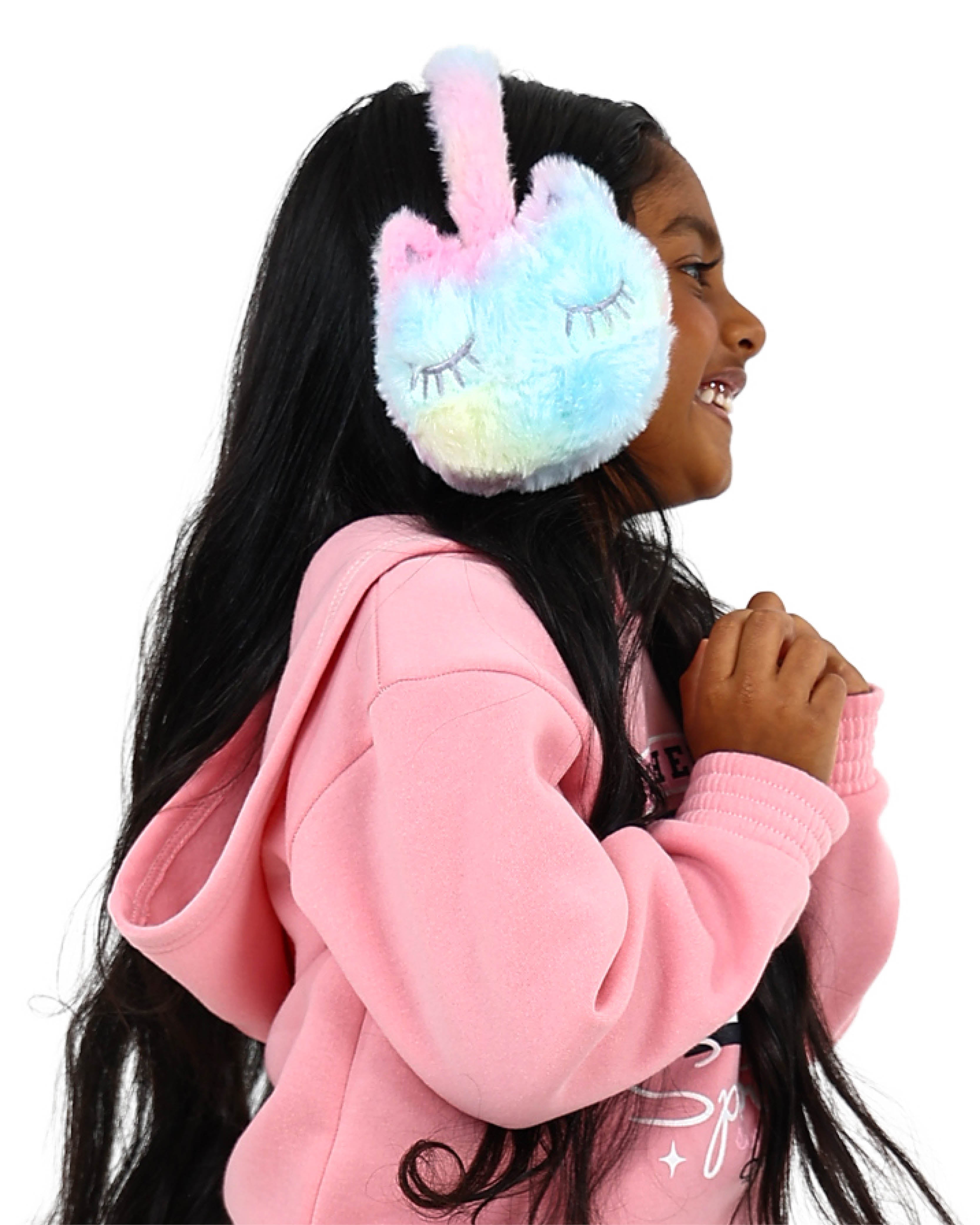Rainbow Plush Kitten Earmuffs
