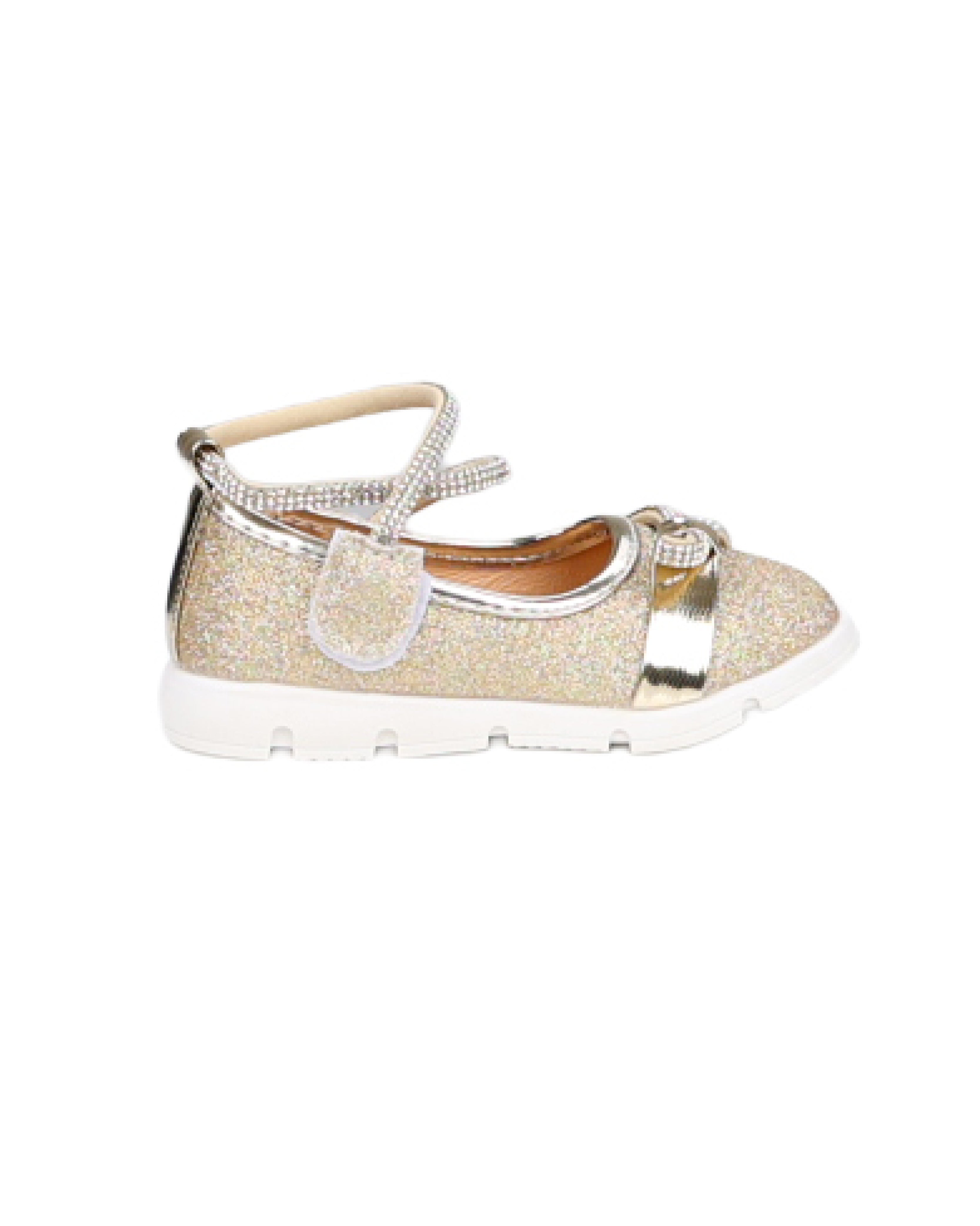 Girls Glitter Pump with Diamante Straps