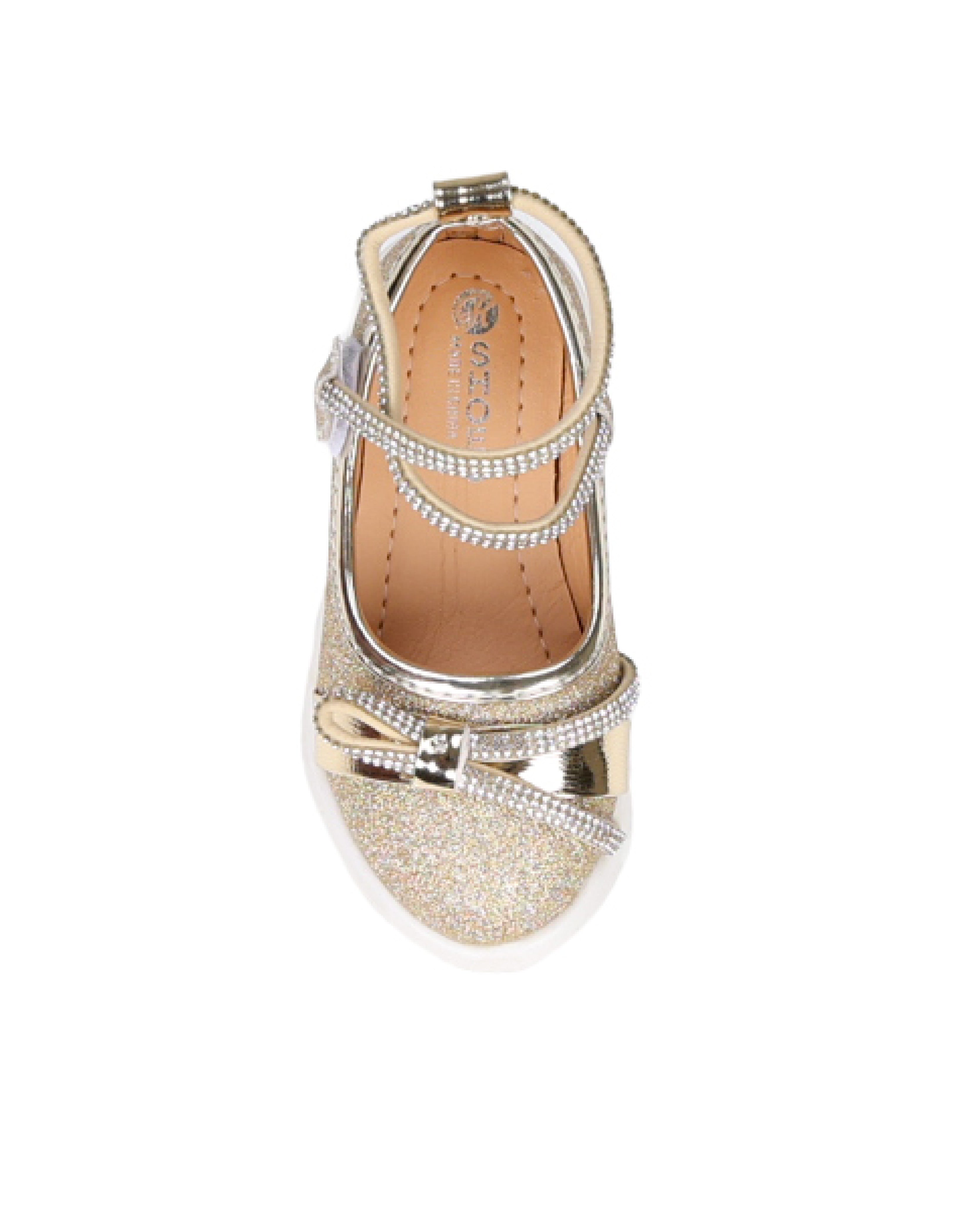 Girls Glitter Pump with Diamante Straps
