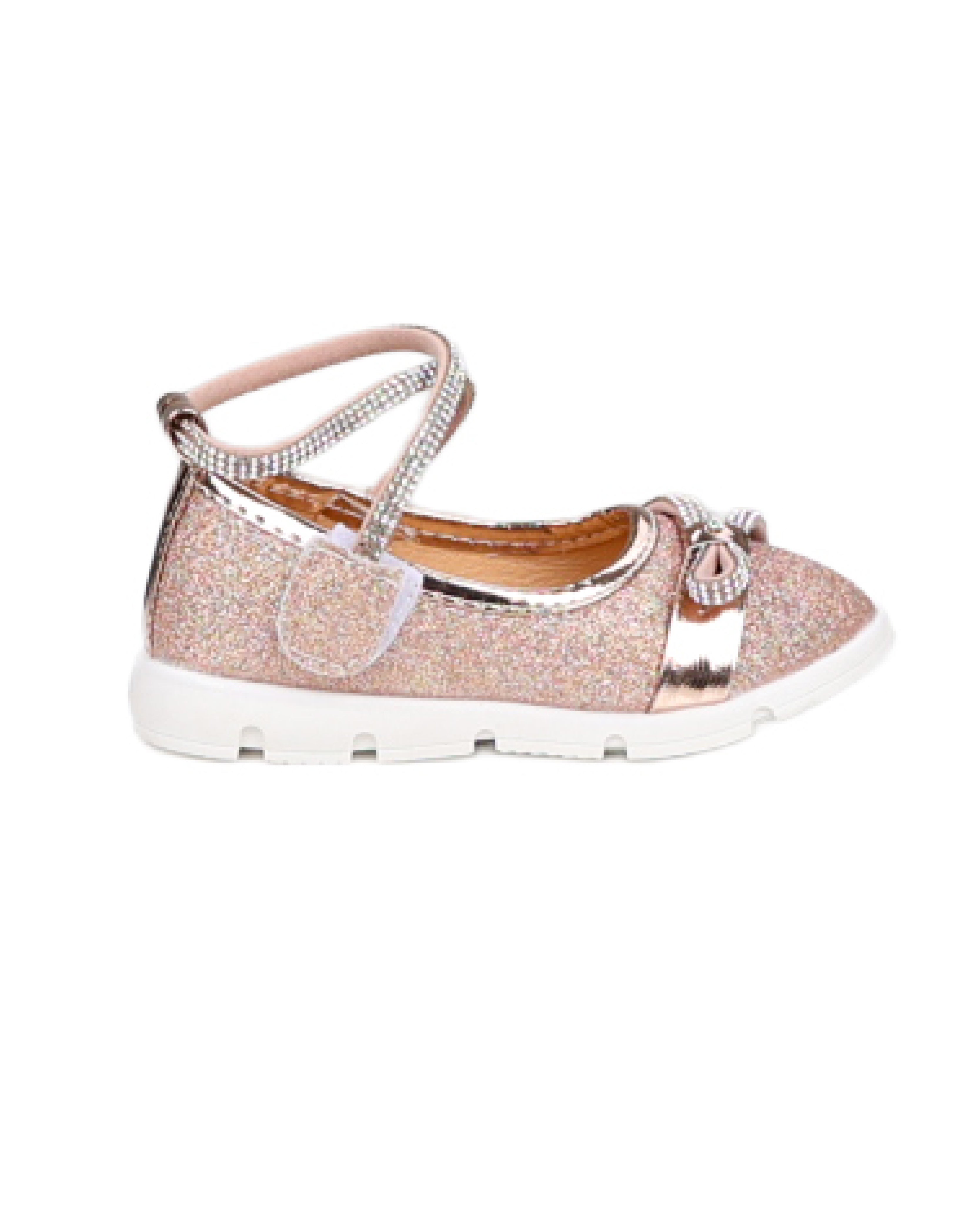 Girls Glitter Pump With Diamante Straps
