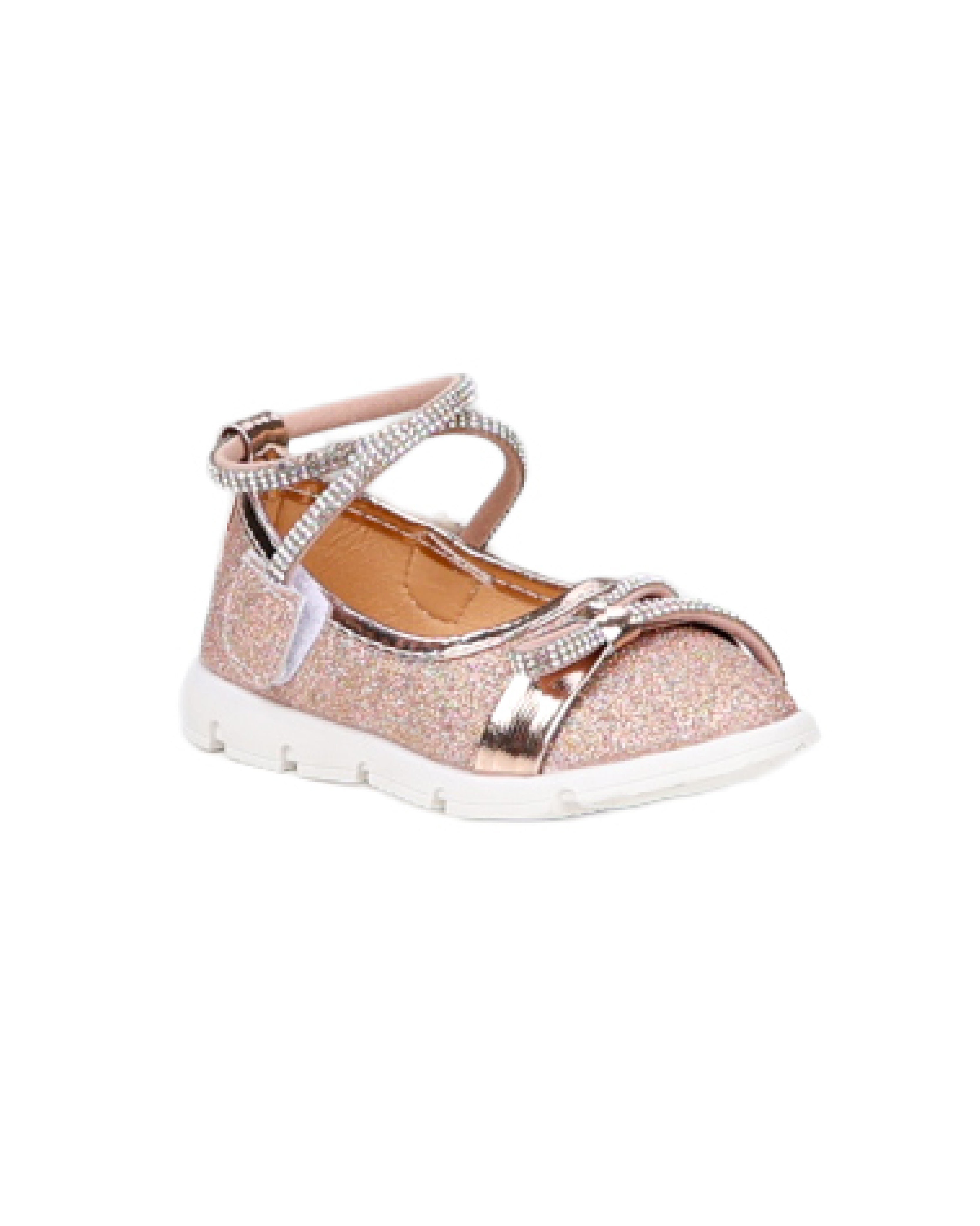 Girls Glitter Pump With Diamante Straps