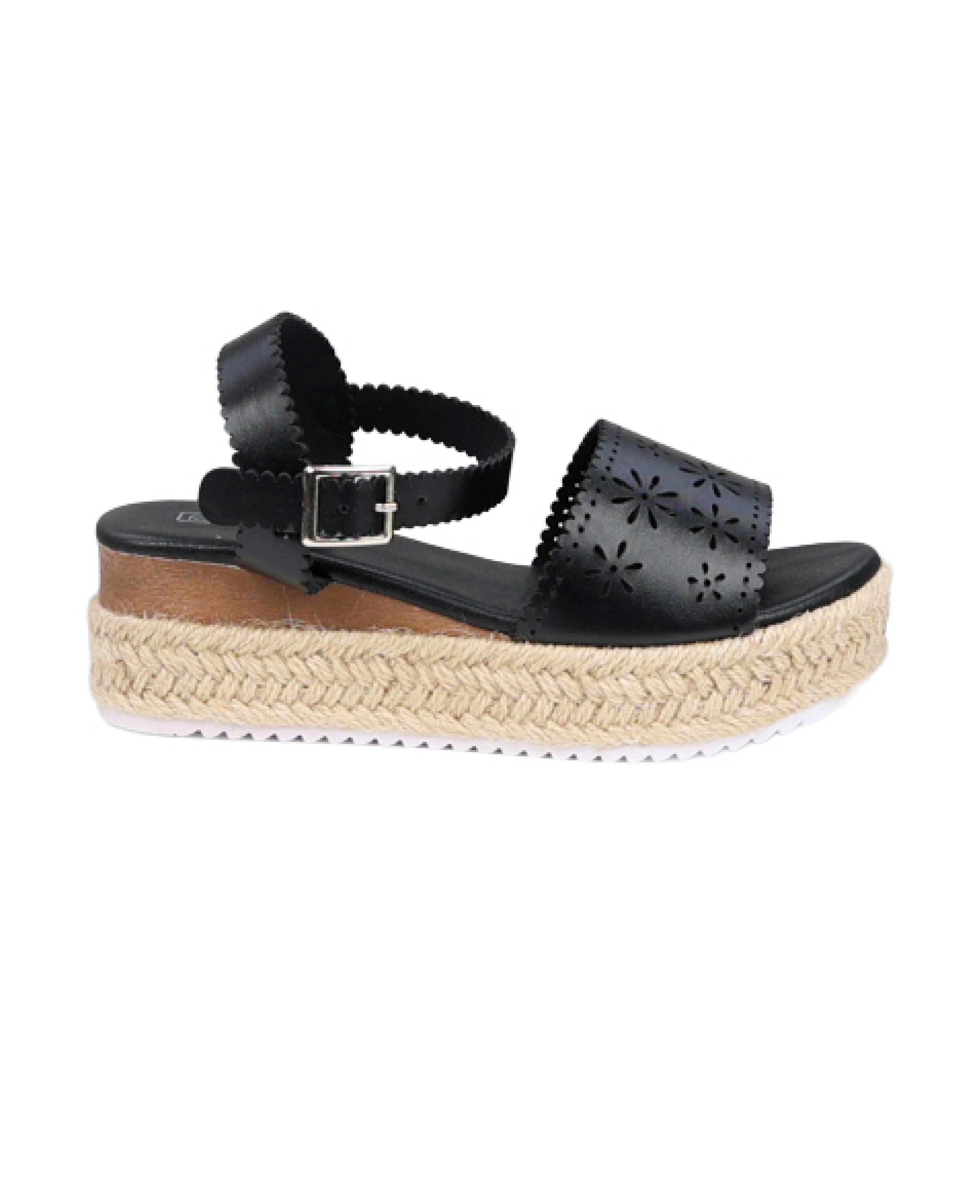 Girls Floral Laser Cut Wedge Sandal