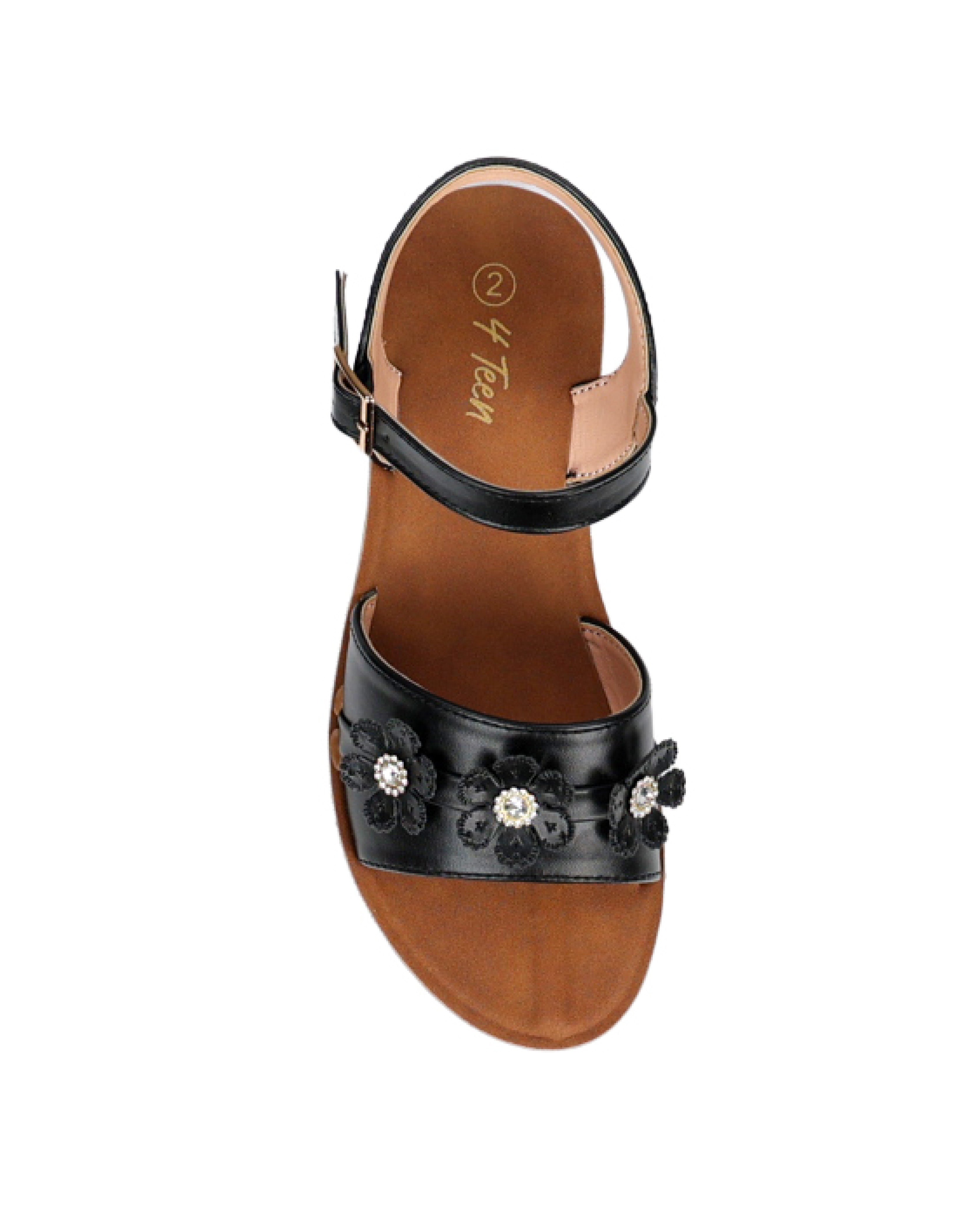 Girls Floral Applique Sandals
